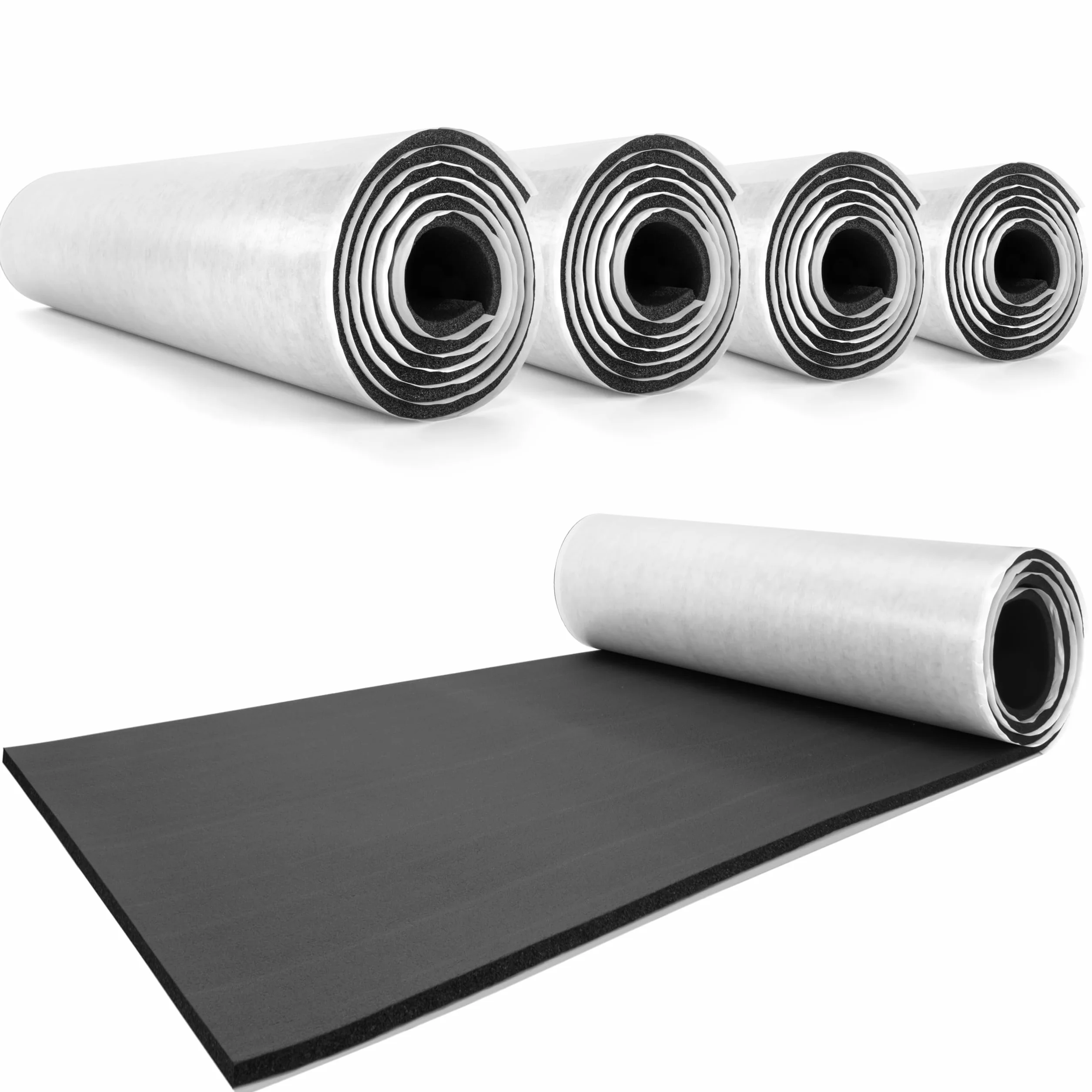 HASKYY 1QM Premium Tappetino isolante acustico autoadesivo per auto, roulotte, 5 pezzi, rotolo di schiuma 50 x 200 x 1 cm, ignifugo, impermeabile