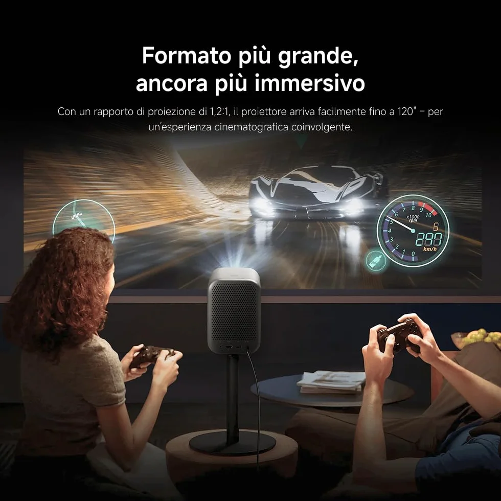 Xiaomi L1 Proiettore Intelligente 1080P con Google TV & Netflix, Proiettore Portatile Home Cinema, Autofocus & Keystone, HDR10/HLG, Schermo 120", WiFi 5G Bluetooth, Audio Dolby
