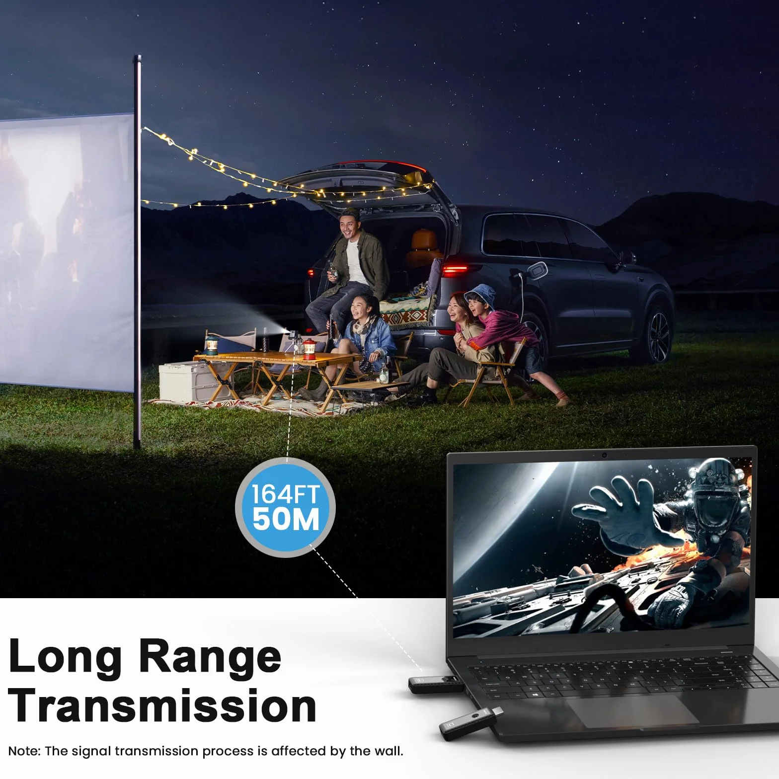 PWAYTEK Trasmettitore e ricevitore HDMI wireless con decodifica 4K, uscita 1080P, portata 164FT, doppia banda 2,4G/5G, per PC/laptop/TV/proiettore, Plug & Play, senza app (nero)