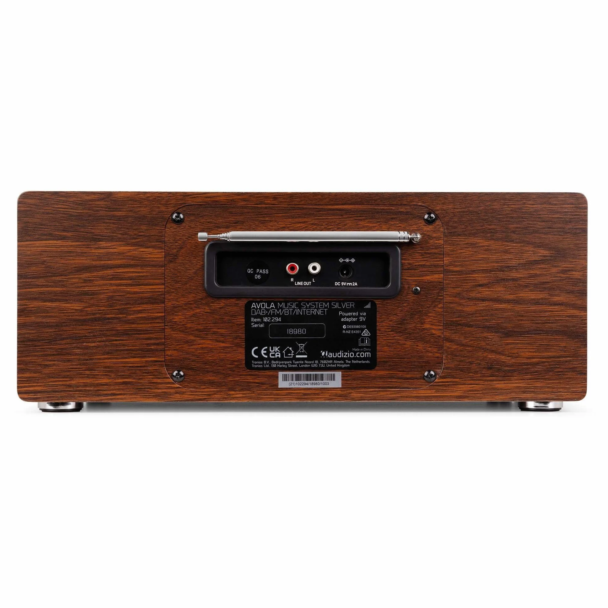 Audizio Avola Radio DAB+ Internetradio z czytnikiem CD Bluetooth WLAN FM Srebrny Brązowy