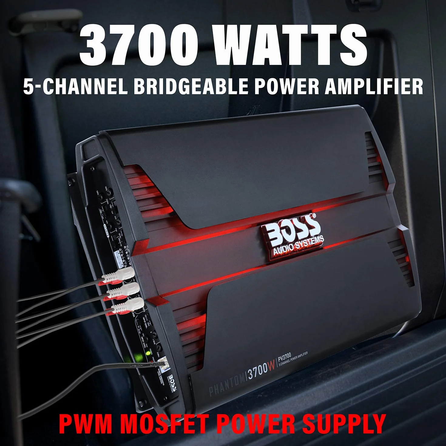 Boss Audio Systems PV3700 5.0 Car Wired Black audio amplifier - Audio Amplifiers (5.0 channels, 3700 W, A/B, 0.01%, 103 dB, 0 - 18 dB)
