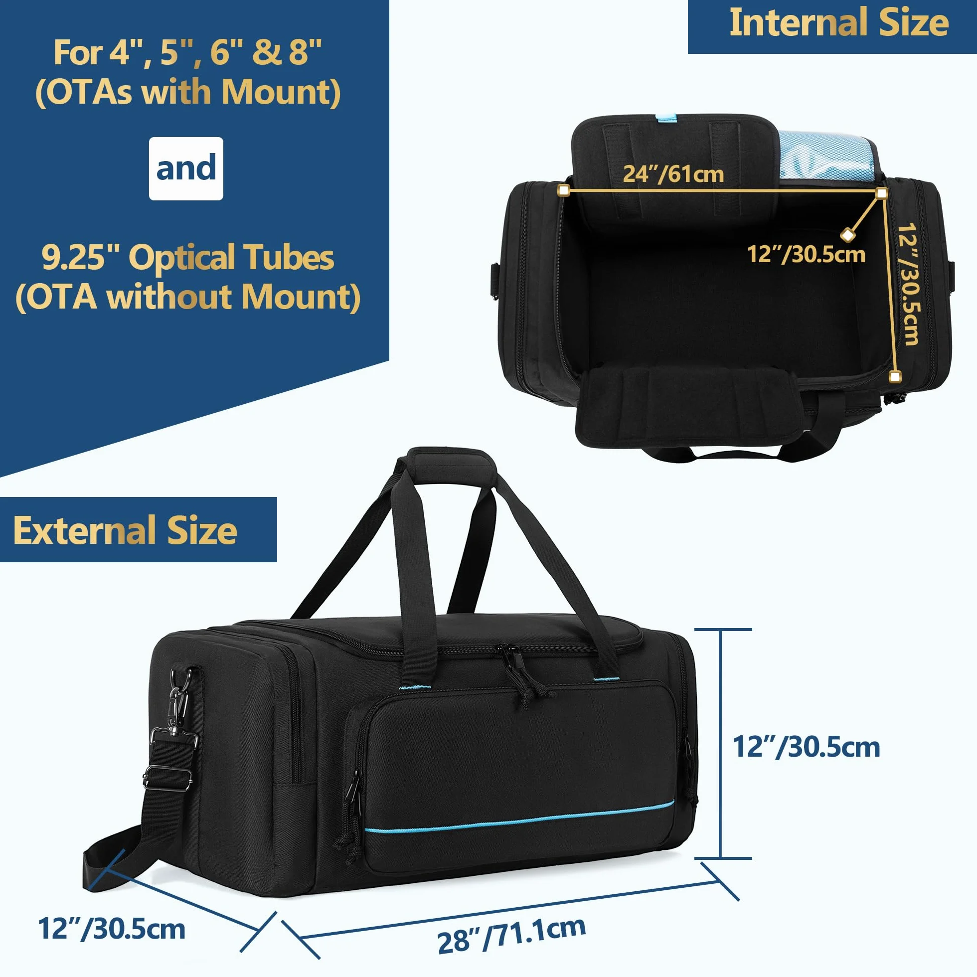 samdew Borsa per Tubo Telescopio Compatibile con Celestron Tubi Ottici da 4",5",6",8" e 9,25'', Custodia per Trasporto Telescopio Compatibile con NexStar SE, Evolution, Schmidt-Cassegrain, Solo Borsa