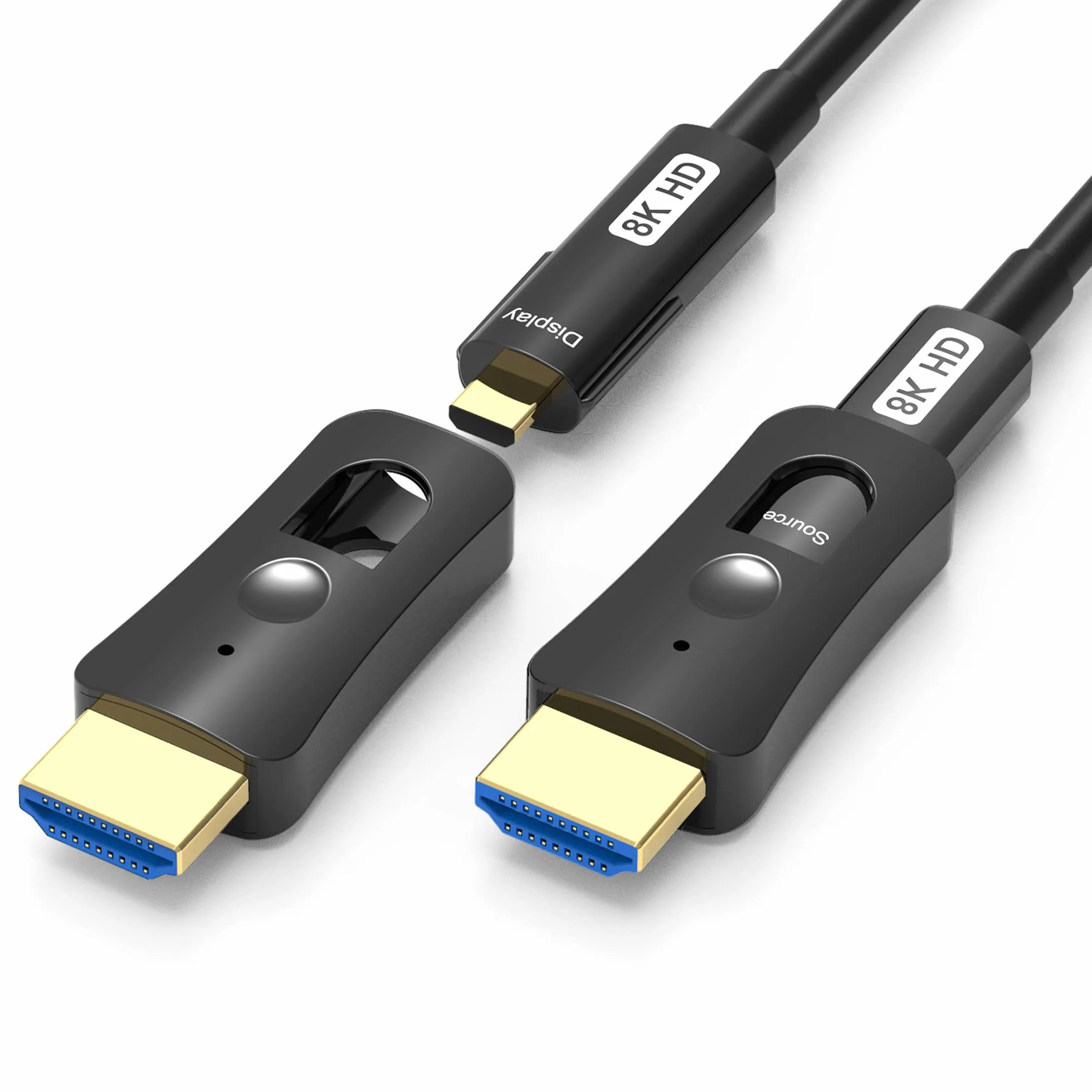 YIWENTEC HDMI Fibre Optic Cable HDMI 2.1 48 Gbps High-Speed Cable of 8K @ 60Hz 4K @ 120Hz Support Dolby Dynamic HDR HDCP 2.3 Earc with Micro HDMI Pull Type (8K-15M)