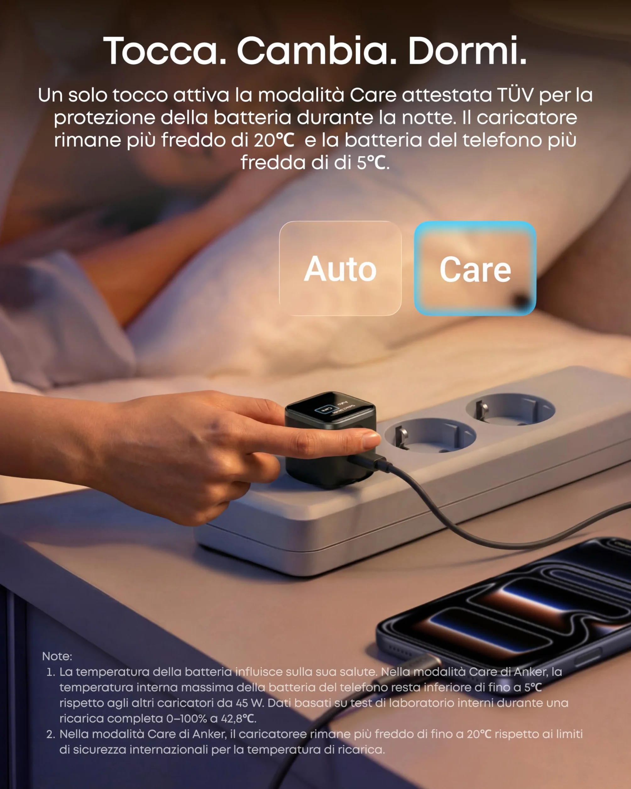Anker Nano Caricatore iPhone da 45W con Smart Display, caricatore USB C, Ricarica Rapida, riconoscimento Intelligente, modalità Care, Design Compatto, per iPhone 17/16/15, iPad, MacBook e Apple Watch