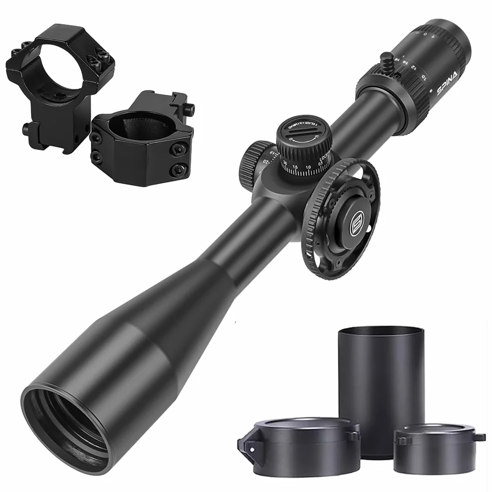 SPINA OPTICS 6-24x50 II Riflescope Primo Piano Focale Riflescope con MRAD Precision Tree Reticle e Parasole