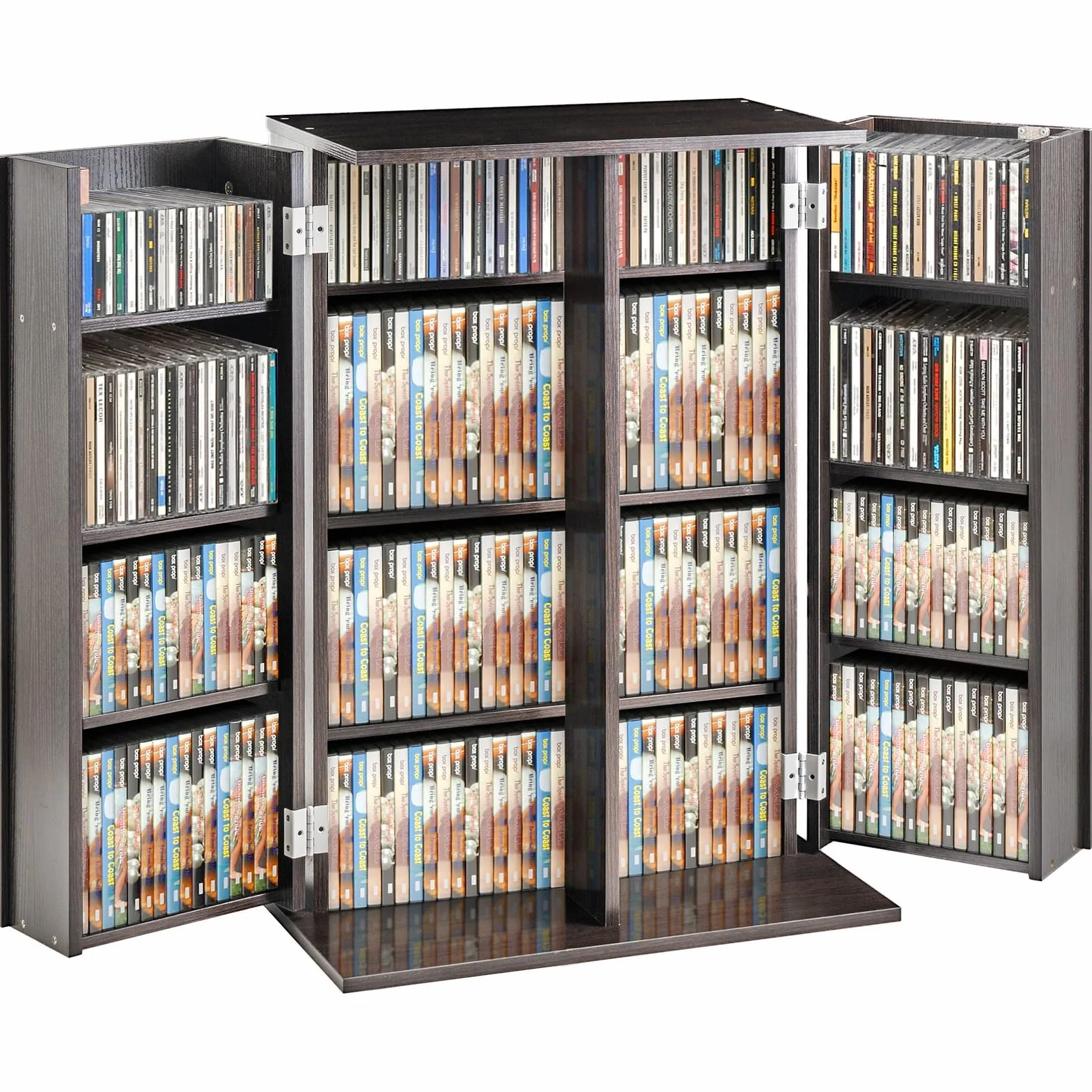 VEVOR Armadietto Portaoggetti Multimediale,Contenere Fino a 576 CD, Mobiletto DVD con Ante e Ripiani,Fipiani Regolabili Protegge Organizza Collezioni di Musica, Film,Videogiochi Cimeli, Espresso
