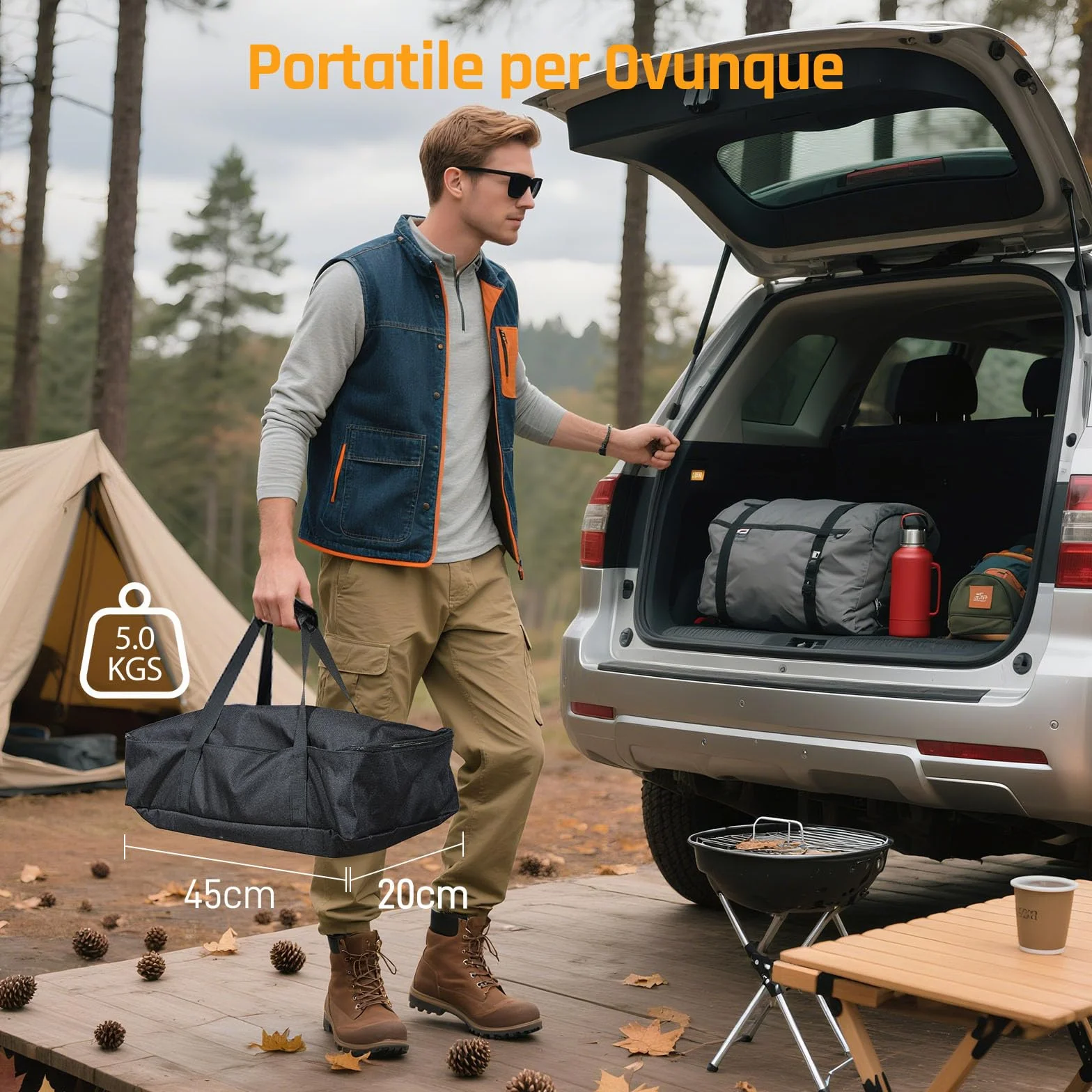 Schermo per Proiettore con Supporto LEORFI 120 Pollici Portatile - Base Rinforzata, Superficie HD 4K 16:9 Senza Piega - Proiezione Frontale/Retroproiezione - Con Borsa da Trasporto