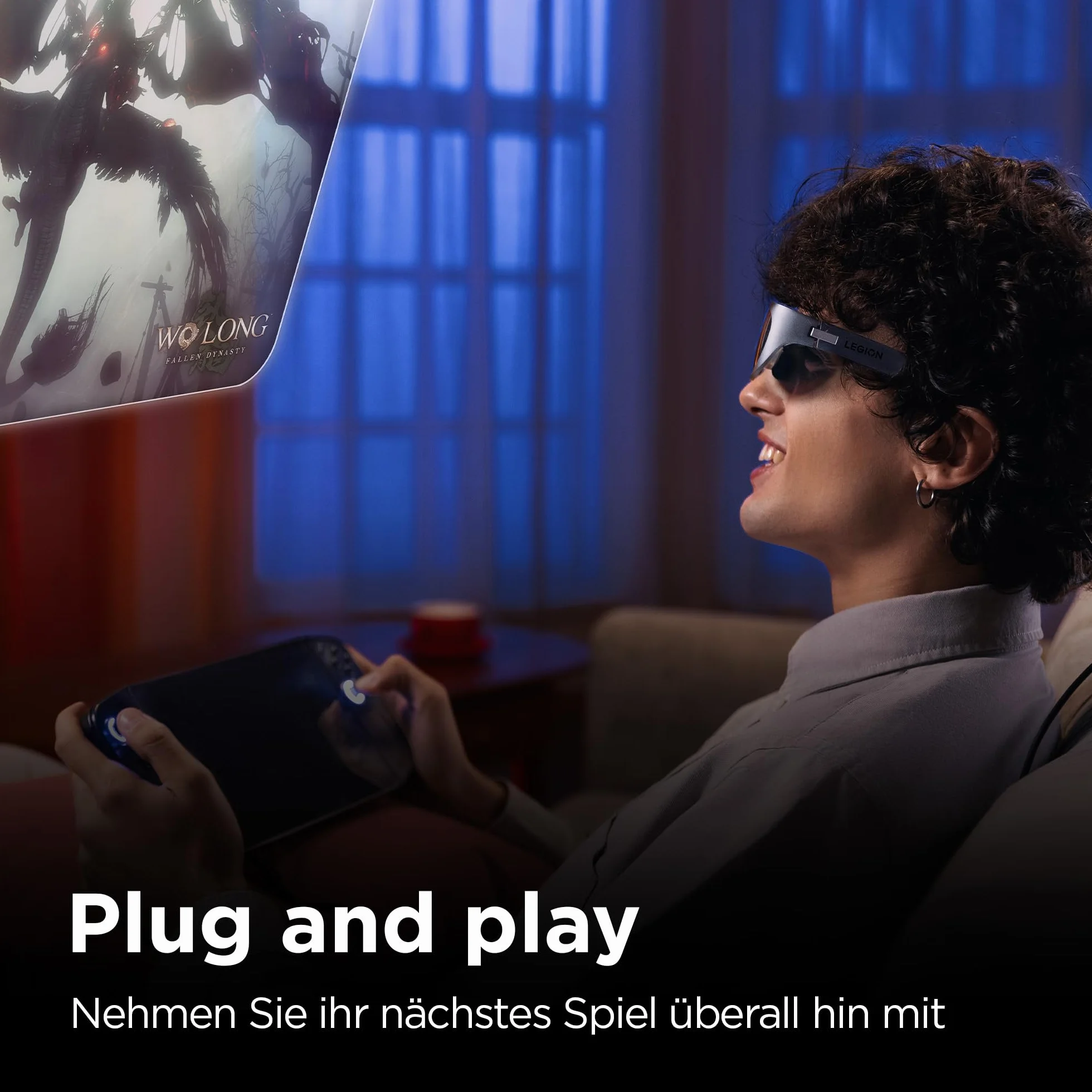 Lenovo Legion Glasses | Occhiali da realtà aumentata | Audio stereo | Micro OLED | 60Hz | Plug & Play | USB-C | Nero