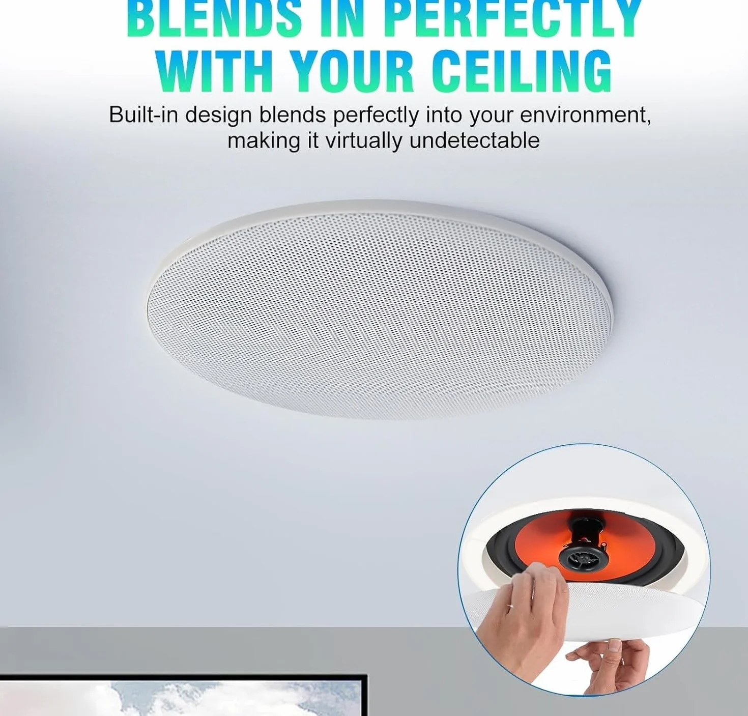 STUDIOFINIX Altoparlanti Bluetooth da incasso da soffitto da 16,5 cm, 300 W, sistema di altoparlanti da incasso, adatti per interni, cucina, home theater, camera da letto, ufficio, patio coperto (2
