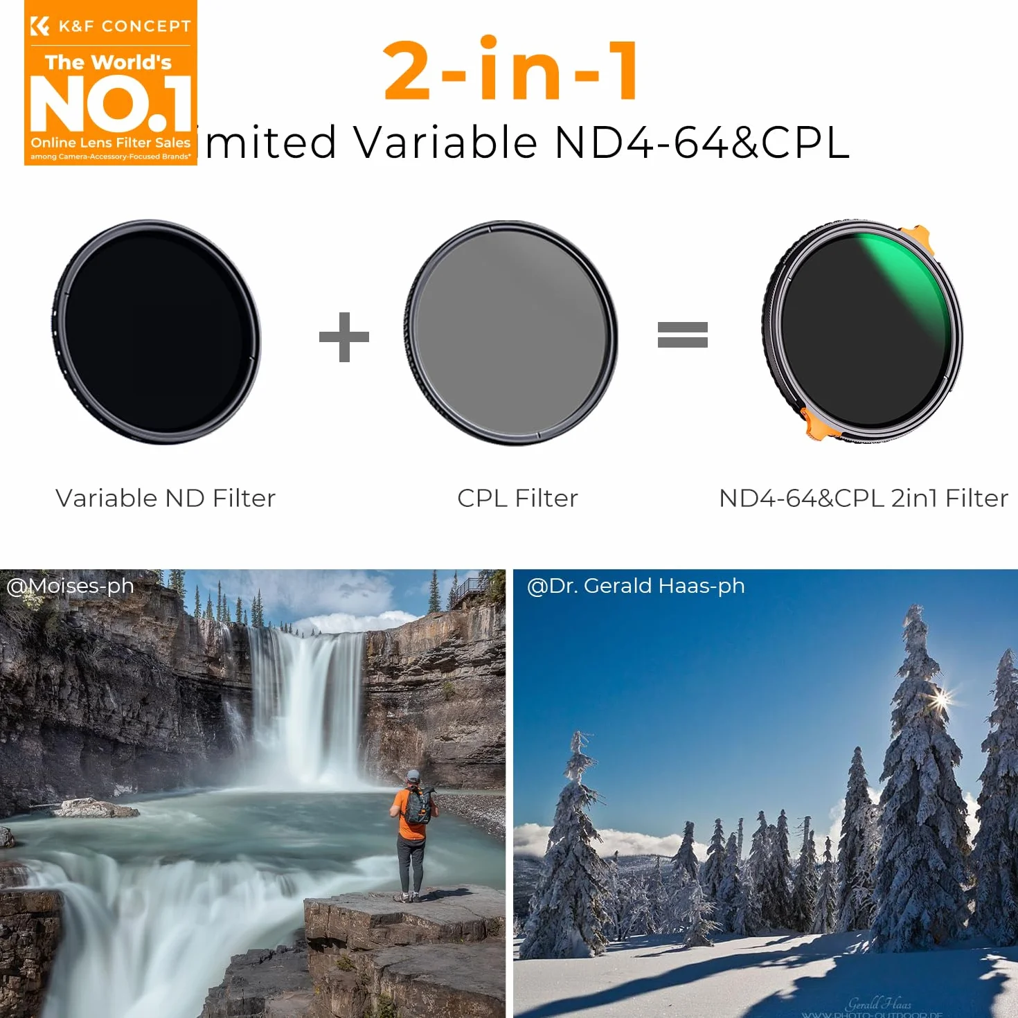 K&F CONCEPT Nano-Xcel 67mm Filtro Polarizzatore Circolare & Variabile ND4-64 (2-6 Passi), 2 In 1 Filter ND4-64 e CPL con Custodia in Vetro Ottico con Rivestimento a 28 Strati