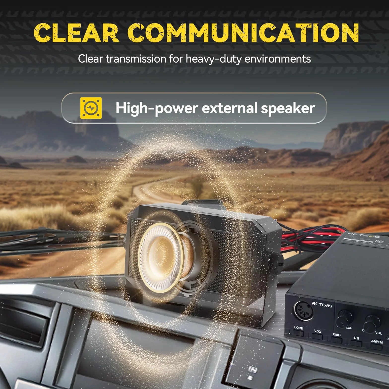 Retevis MB62 CB Radio, CB con Antenna ad Alto Segnale e Altoparlante Esterno, VOX, Riduzione Del Rumore ASQ/SQ, AM/FM, EMG CH9/19, Staffa di Montaggio, Radio Portatile per Camion (1 Pz)