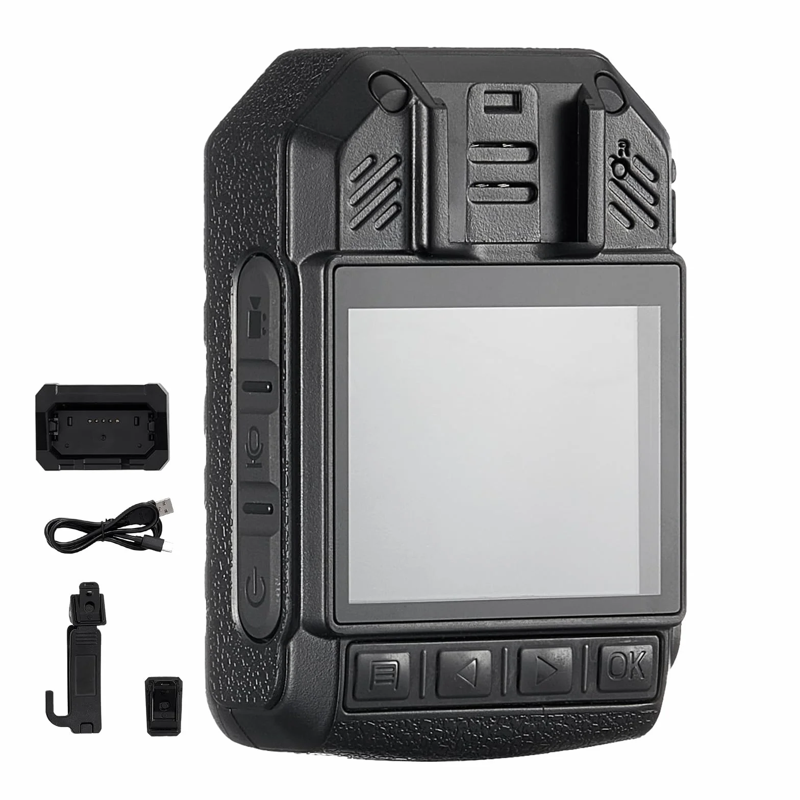 VEVOR Telecamera per Corpo della Polizia HD 1440P, 64 GB Audio Video, Batteria Integrata da 3500 mAh, LCD 5 cm, Visione Notturna Infrarossi, Telecamera Corpo Personale Impermeabile Forze dell'Ordine
