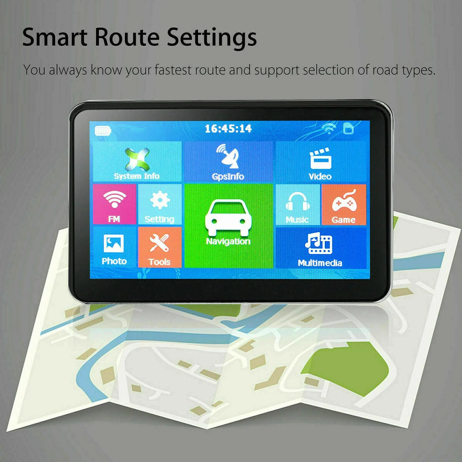 Riloer Navigatore GPS per Auto Portatile da 7 Pollici per Camion, Auto, Touch Screen Capacitivo, con Mappa ad Alta Definizione, FM, Console per Auto 3D