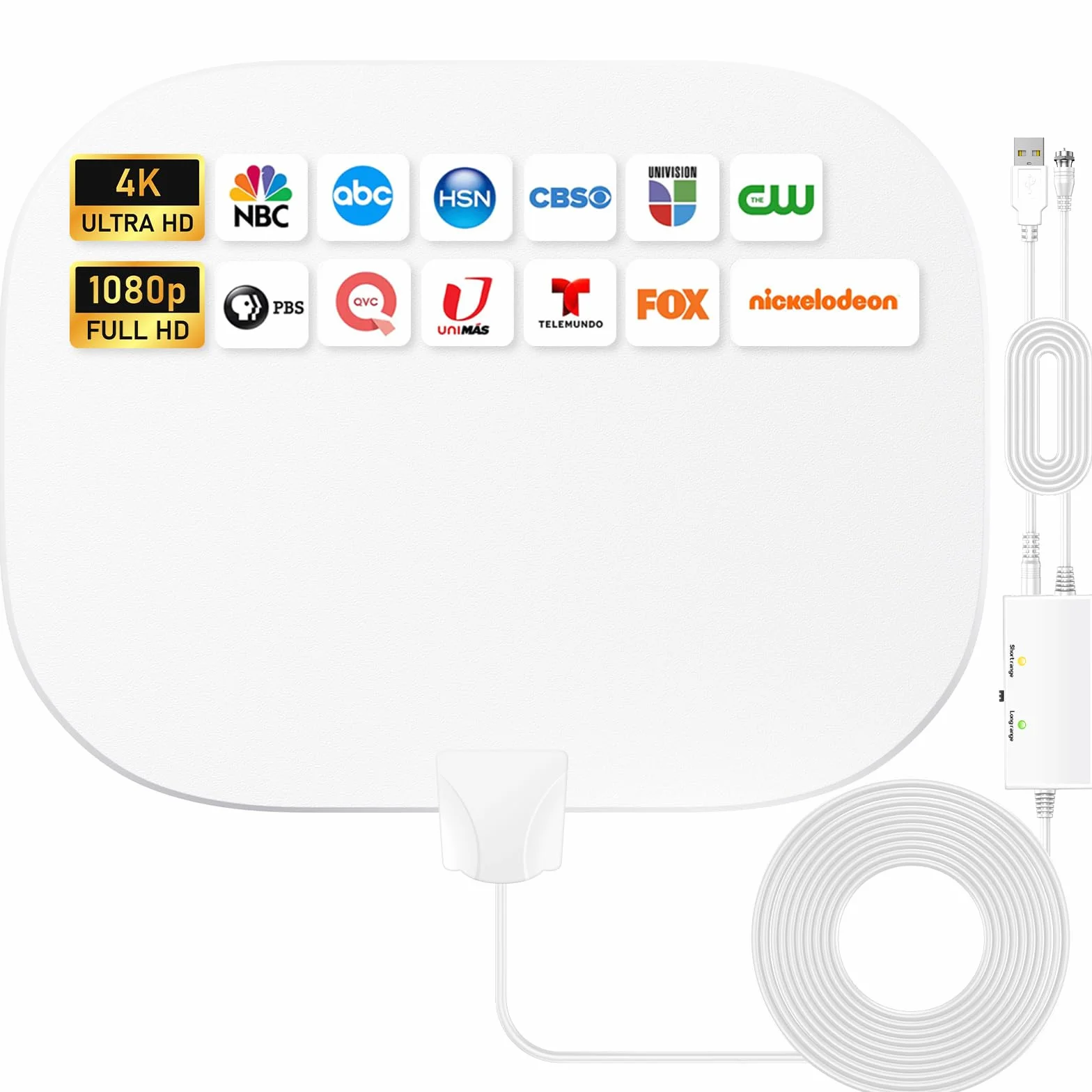 2026 Antenna TV Interna Potente Aggiornata, 600Km+ Antenna TV da Interno A Lunga Distanza, 360° Ricezione HD de Canali Locali, Compatibile Con Smart E Vecchie TVs, Cavo Coassiale Da 10M