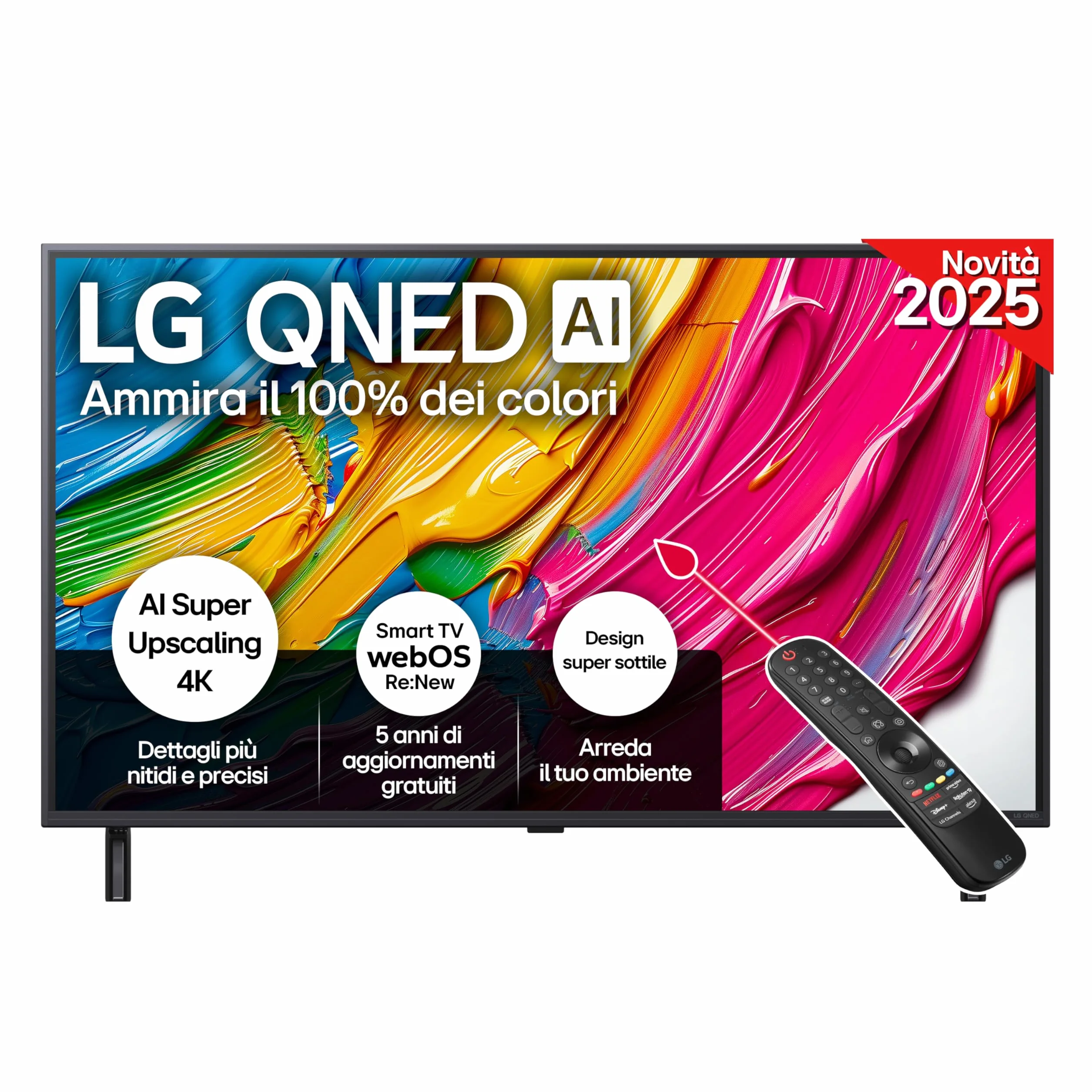 LG QNED AI QNED80 TV 43 pollici Smart TV 4K Processore α7 Gen8 Dynamic QNED Color Design Super Slim webOS AI Gaming VRR 4K@60Hz 43QNED80A6A