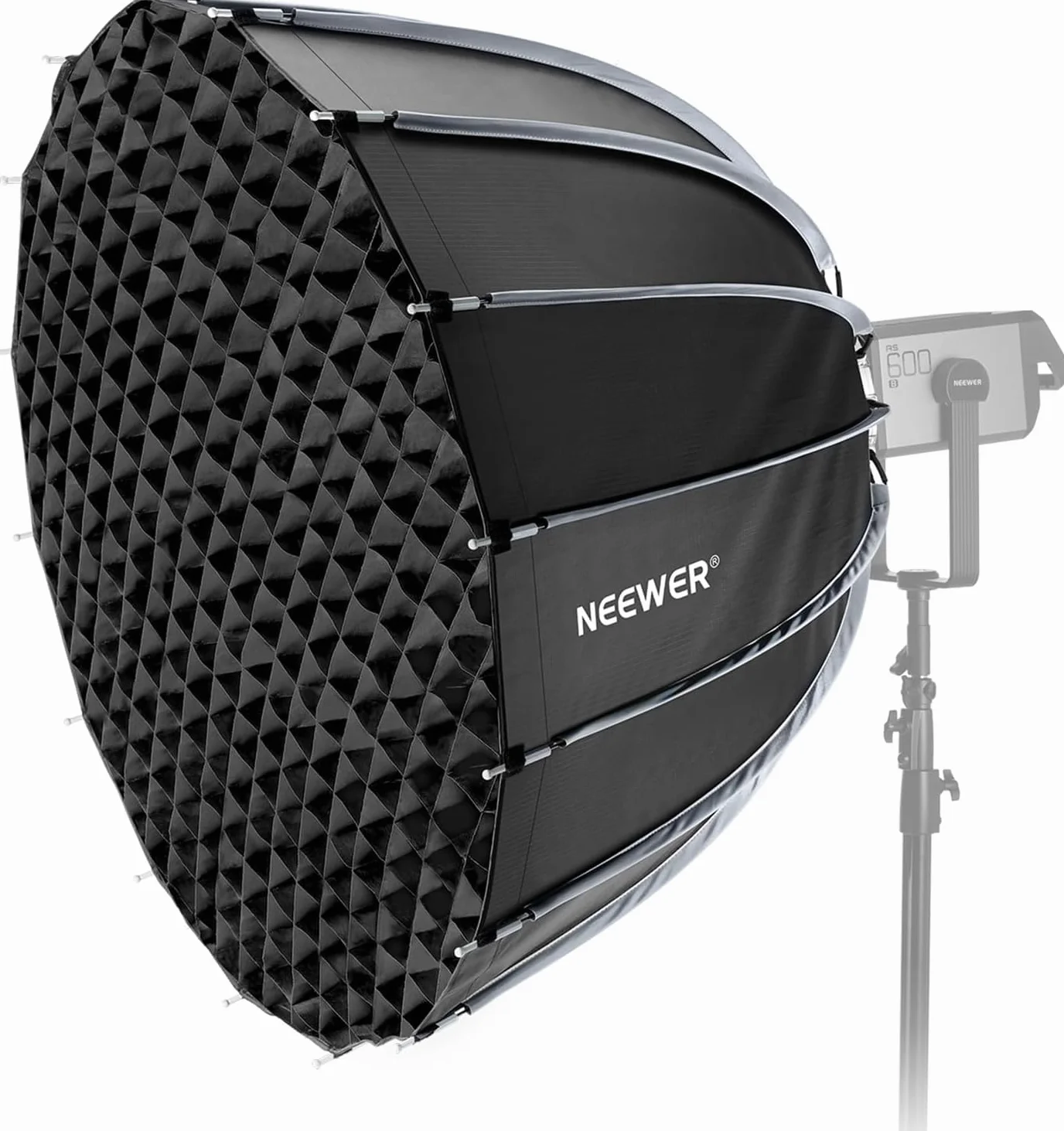 NEEWER BASICS Softbox Parabolico ad Attacco Bowens, 120cm Soft Box a Sgancio Rapido con Diffusore/Griglia/Borsa Compatibile con Godox Compatibile con Aputure 600d Luce per Foto Video da Studio, NS39P