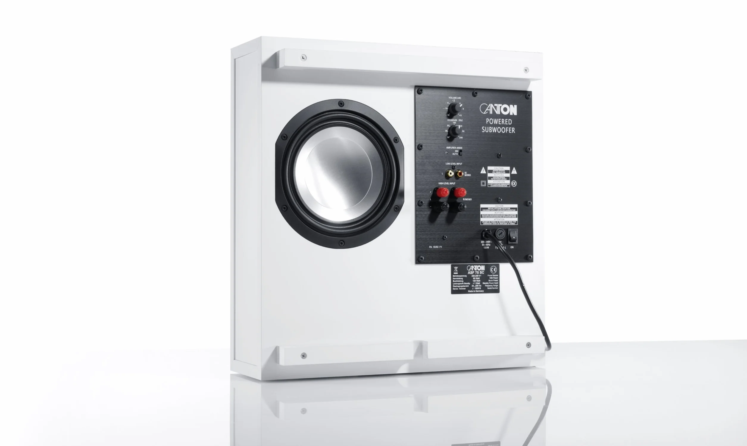 Canton ASF 75 SC Bass-Reflex Subwoofer attivo (60/120 Watt), colore: Bianco