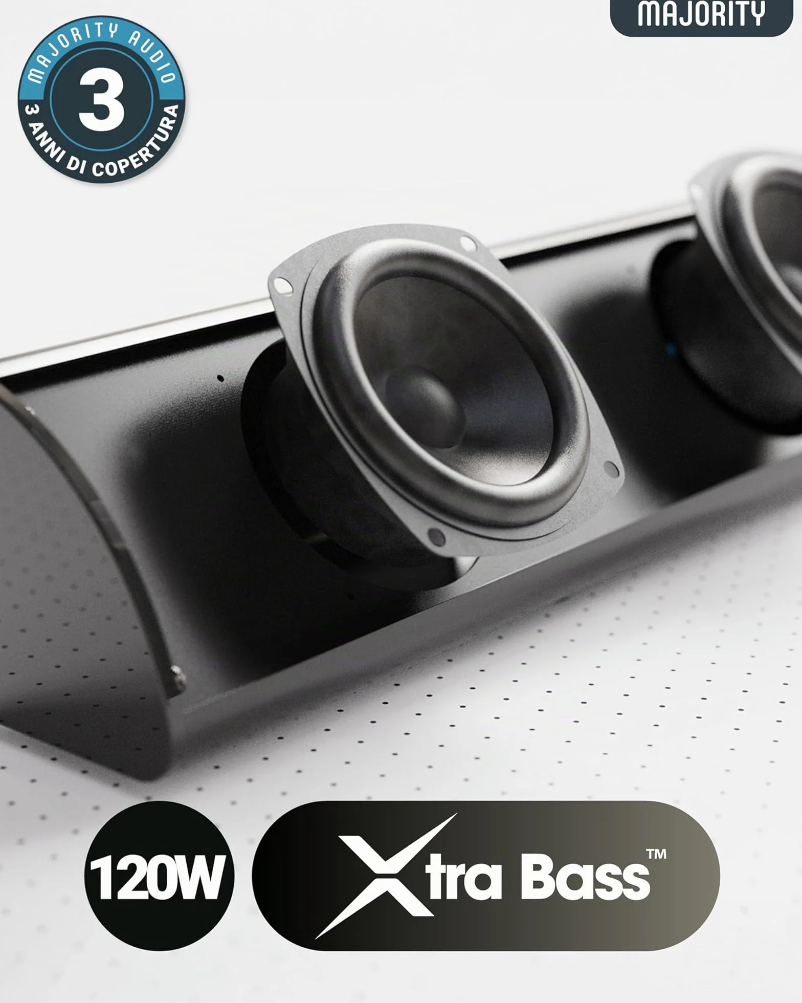 Majority Barra Soundbar TV con Subwoofer Integrato | 2.1 Home Theater | 120W Cassa TV Sound Bar | Casse Bluetooth con Connessione RCA, ottica e AUX | Altoparlanti Montabile a Parete Snowdon