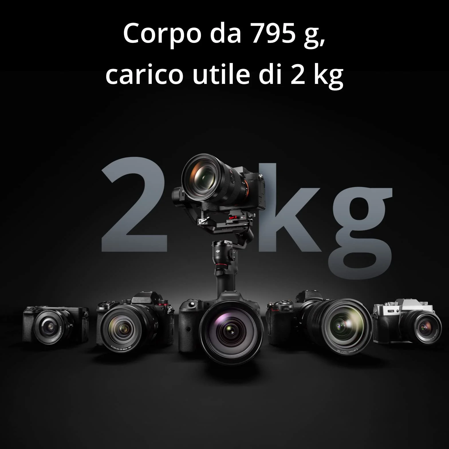 DJI RS 3 Mini, Stabilizzatore leggero a 3 assi per Canon/Sony/Panasonic/Nikon/Fujifilm, Carico utile testato di 2 kg, Controllo dell’otturatore a Bluetooth, Riprese verticali native