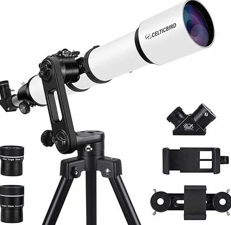 Teleskope für Erwachsene Astronomie, 90mm Öffnung 700mm Refraktor-Teleskope für Erwachsene Anfänger Kinder mit hoher Präzision Anpassung, Ultra-stabilen Vertisteel AZ Mount Base Stativ