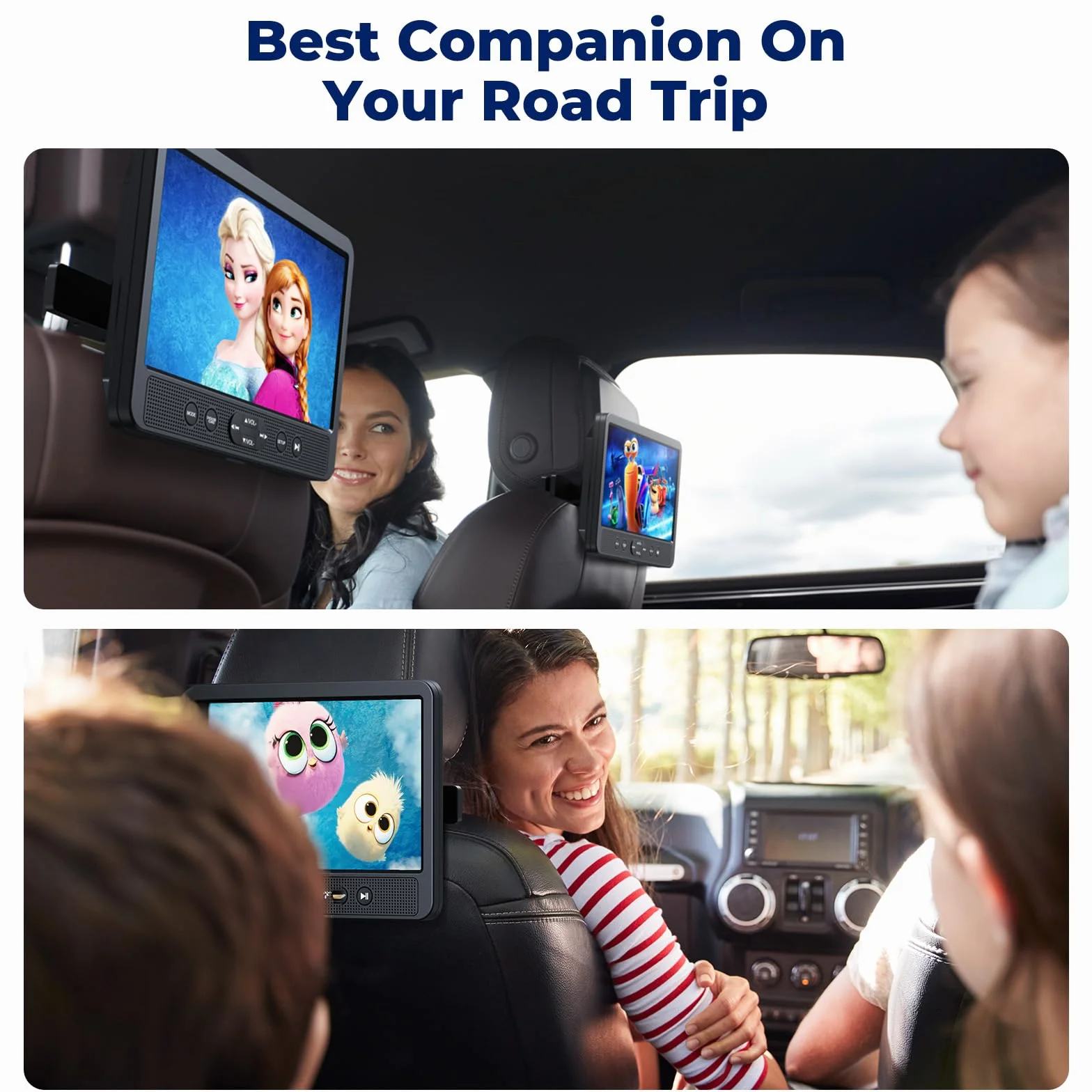 NAVISKAUTO 10.1" Lettore DVD da Auto per Poggiatesta, Supporta HDMI/USB/TF/AV IN/AV OUT/Region Free con 2 Cuffie(2 lettori DVD)