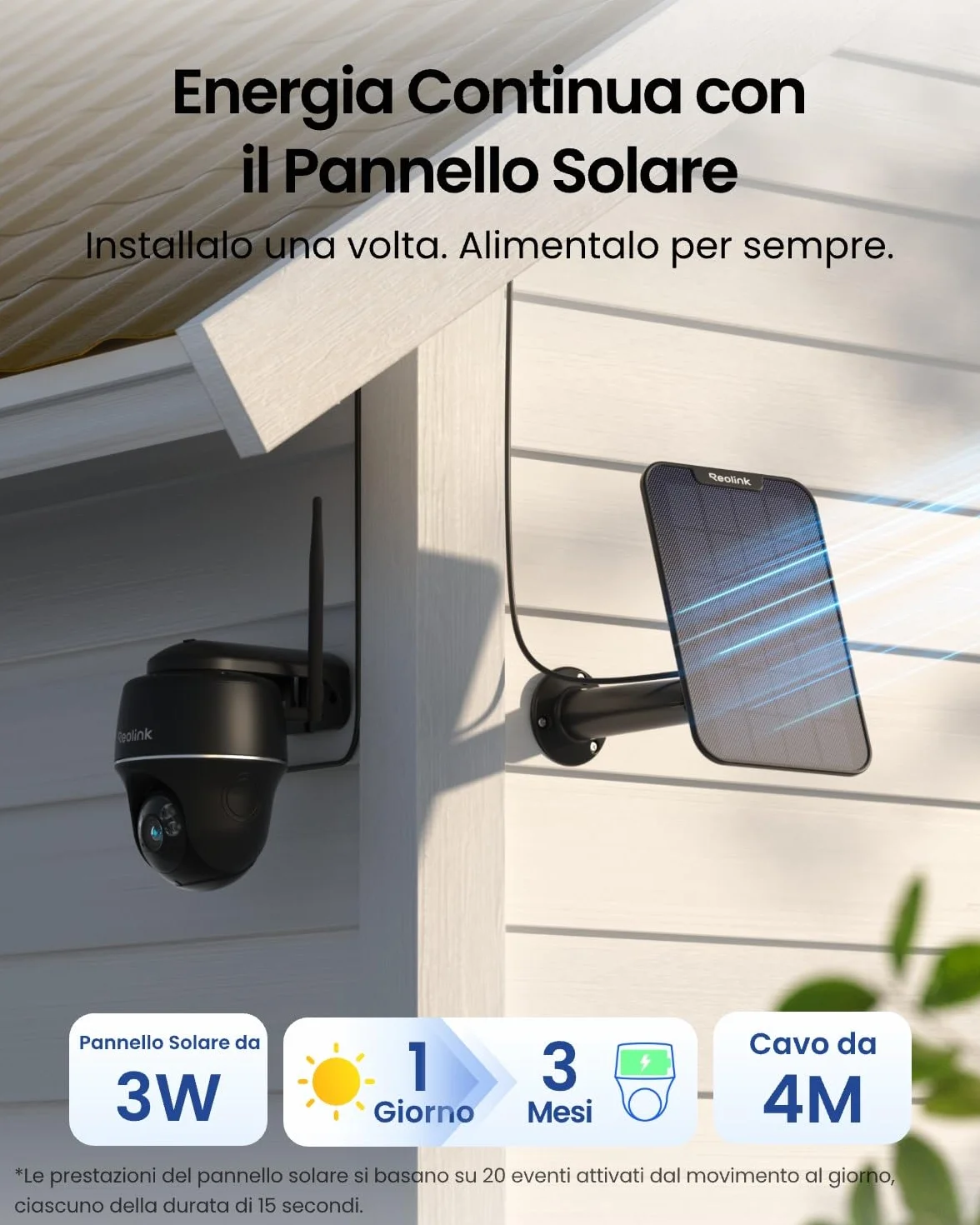 Reolink 5MP Telecamera WiFi Esterno Senza Fili a Batteria, 360° PTZ Videosorveglianza WiFi 2,4/5 GHz, Rilevamento Smart, Audio a 2 Vie, Compatibile con Alexa/Cloud, Argus PT(Nero) con Pannello Solare