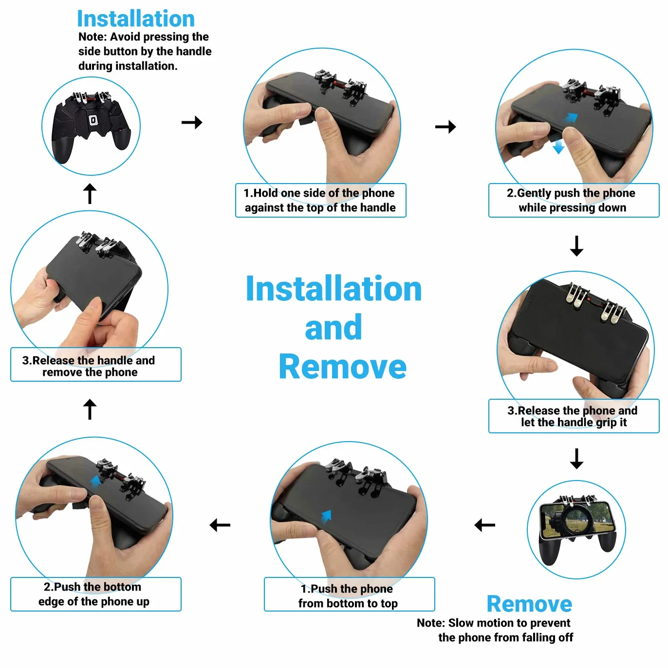 Mobile Controller Joystick Smartphone Trigger Gamepad Cellulari Mobili Game Grip L1 R1 L2 R2 Porta Staffa da Gioco per PUBG COD Compatibile con Telefono iPhone iOS Android Larghezza da 7 a 9,5 cm