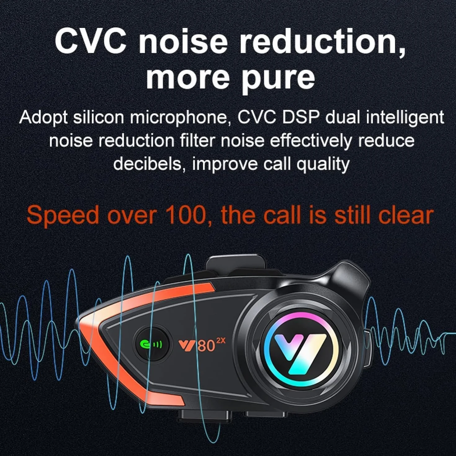 Cuffie Bluetooth per moto, 500 m, 2 Riders Bluetooth Helmet Intercom con altoparlanti CVC Noise Sound Quality Speakers Communication Systems Motorcycle Riding/Snowmobile/Cycling/Sports (2 pezzi)
