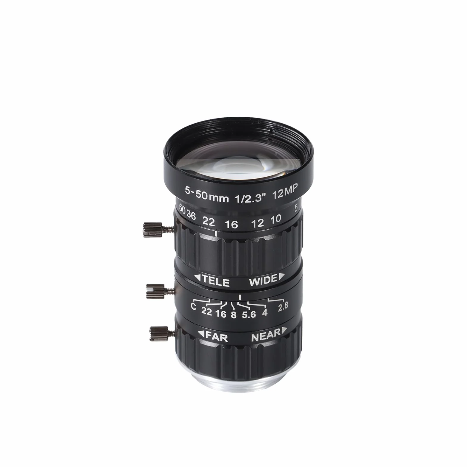Obiettivo zoom Zowietek 5-50mm 12MP C-Mount a bassa distorsione, con adattatore C-CS, per fotocamera Zowietek POV/modello ZowieCAM CS Mount, fotocamera IMX477 Raspberry Pi HQ