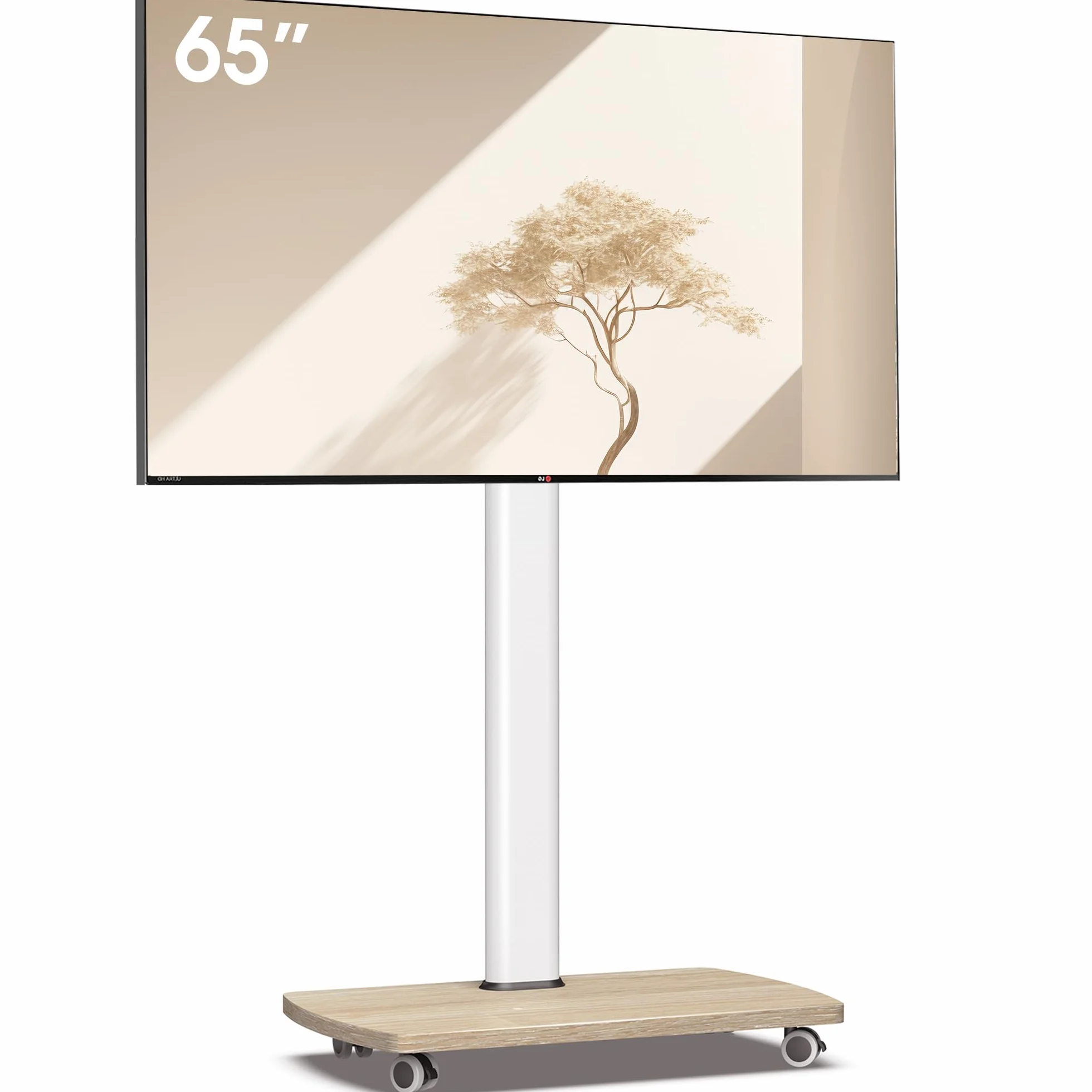AOKCOS Supporto TV con ruote 32-65 pollici, Altezza regolabile Girevole, VESA 400x400 mm 40kg