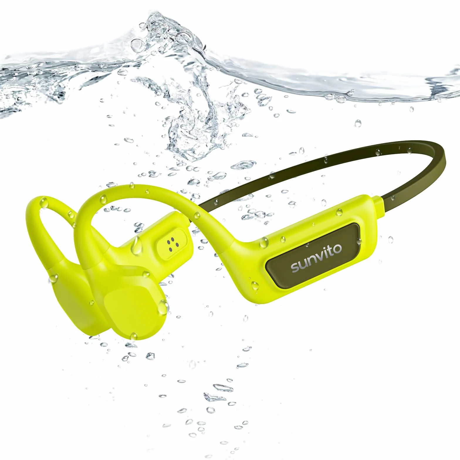 Cuffie a conduzione ossea per nuoto, Cuffie wireless impermeabili IPX8, Cuffie sportive aperte Bluetooth 5.4, Lettore MP3 integrato da 8GB, Adatte per palestra, ciclismo, Verde