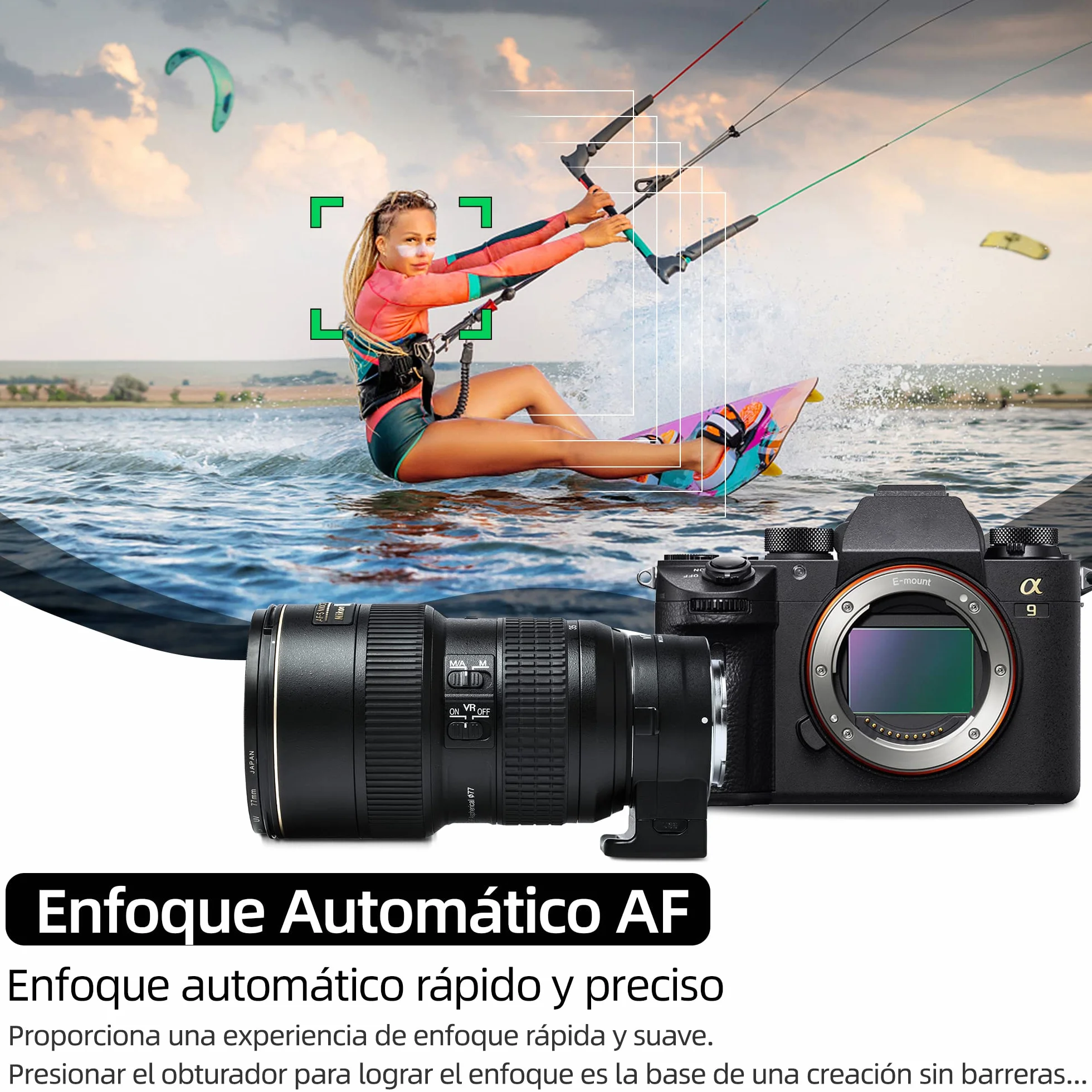 VILTROX NF-E1 Anello Adattatore per Obiettivo, Messa a fuoco automatica Lente Mount Adattatore per Obiettivo Nikon F a Sony E-Mount Fotocamera A7RIII A7RII A7III A9 A6500 A6400 A6300
