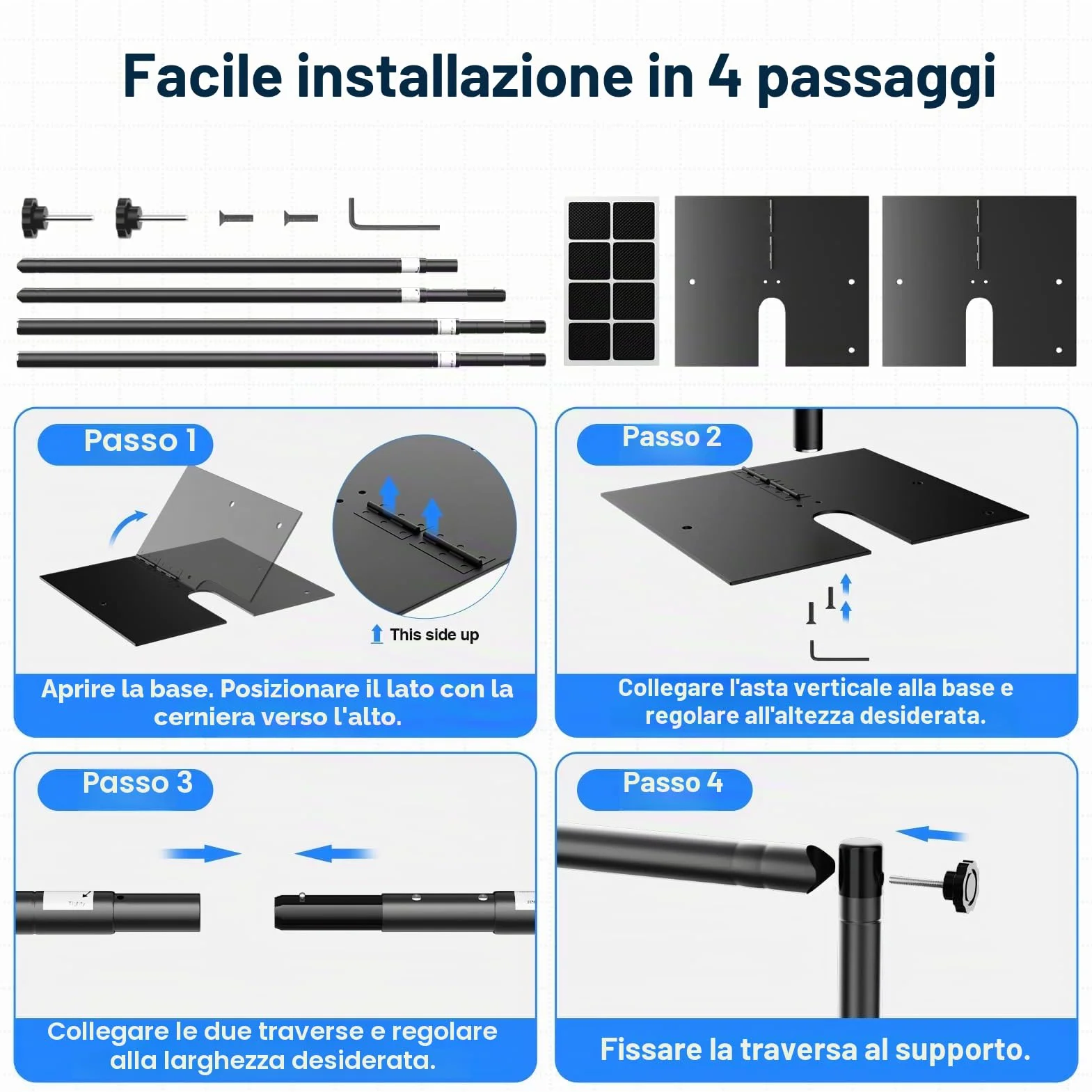 EMART Kit di Supporto per Sfondo 3 x 3 m, Cornice Resistente con Base in Acciaio Metallico per Feste, Studio Fotografico e Video per Matrimoni