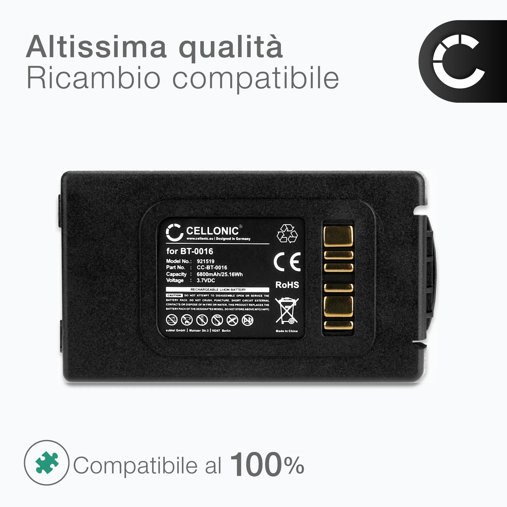CELLONIC 1x Batteria per Scanner per codici a barra Compatibile con Datalogic Skorpio X4, Skorpio X3, 94ACC0046 – (6800mAh, 3.7V)
