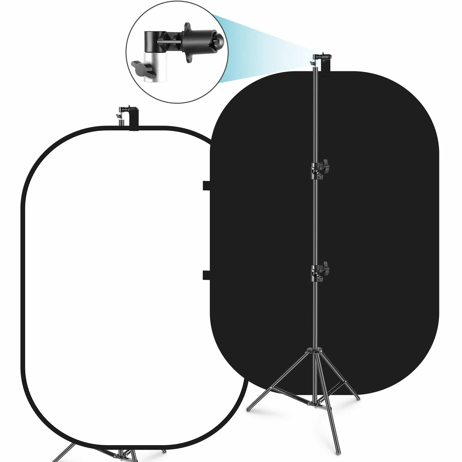 Neewer 150 x 200 cm Chromakey in bianco e nero 2 in 1 sfondo pieghevole Pop-Up pieghevole con supporto, pannello pieghevole per foto, video, trasmissione in diretta, ecc.