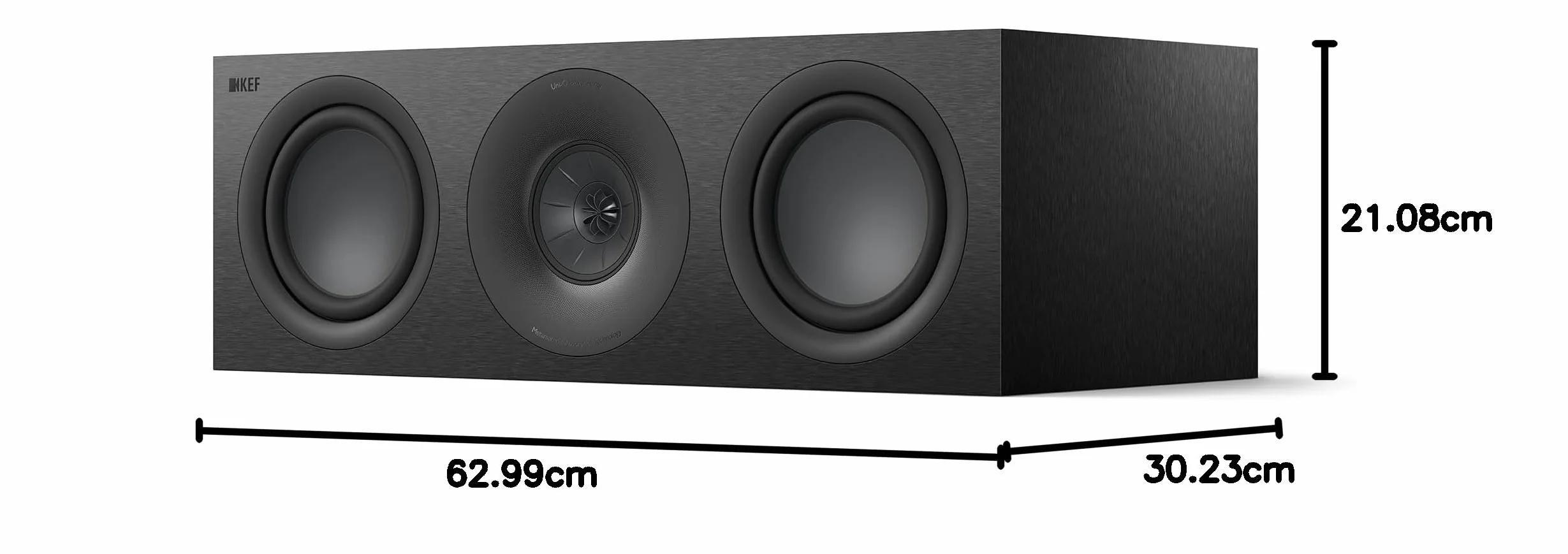 KEF Q6 Meta Diffusore HiFi passivo centrale/LCR, nero satinato | Musica | TV & Home Cinema | Gaming | Cassa chiusa a 3 vie | Driver Uni-Q da 10 cm con tecnologia MAT| Driver LF Dual da 16,5 cm