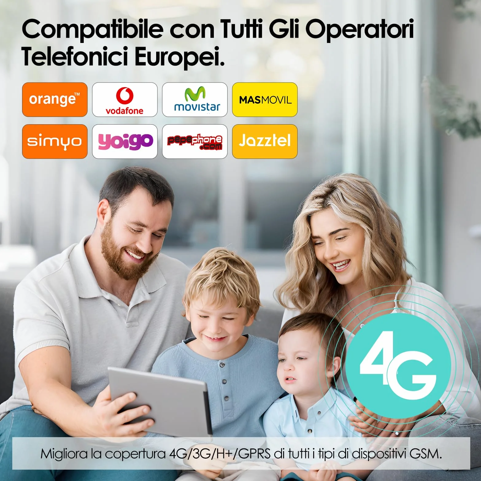 Amplificatore Segnale Cellulare 4G 3G Banda 20/1/3/8 Ripetitore Segnale Cellulare Guadagno70 dB Ripetitore 4G per Operatori Europei Tre, TIM, Vodafone, Iliad, Con Schermo LCD ad Alta Definizione