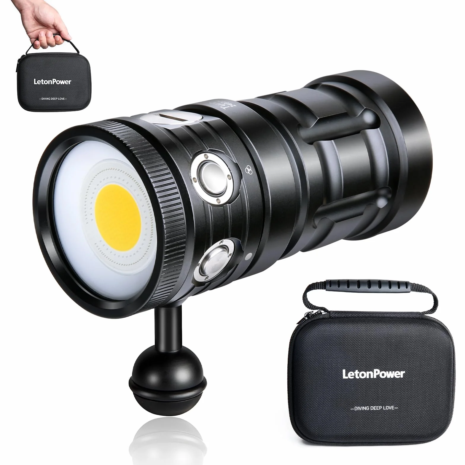 Turbo S Torcia Video Subacquea 10000 Lumen - Lampe Vidéo 120° CRI 92 5200K, Impermeabile 100m, Ricarica USB-C per Foto e Video Subacquei