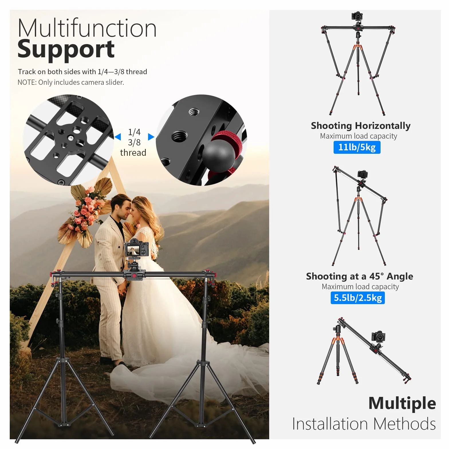 NEEWER 80cm Slider per Fotocamera Motorizzato, Carrello in Fibra di Carbonio con controllo via App, Supporto per Modalità Video, Fotografia Time Lapse, Tracking, Scatto Orizzontale e a 120°(ER1-80)
