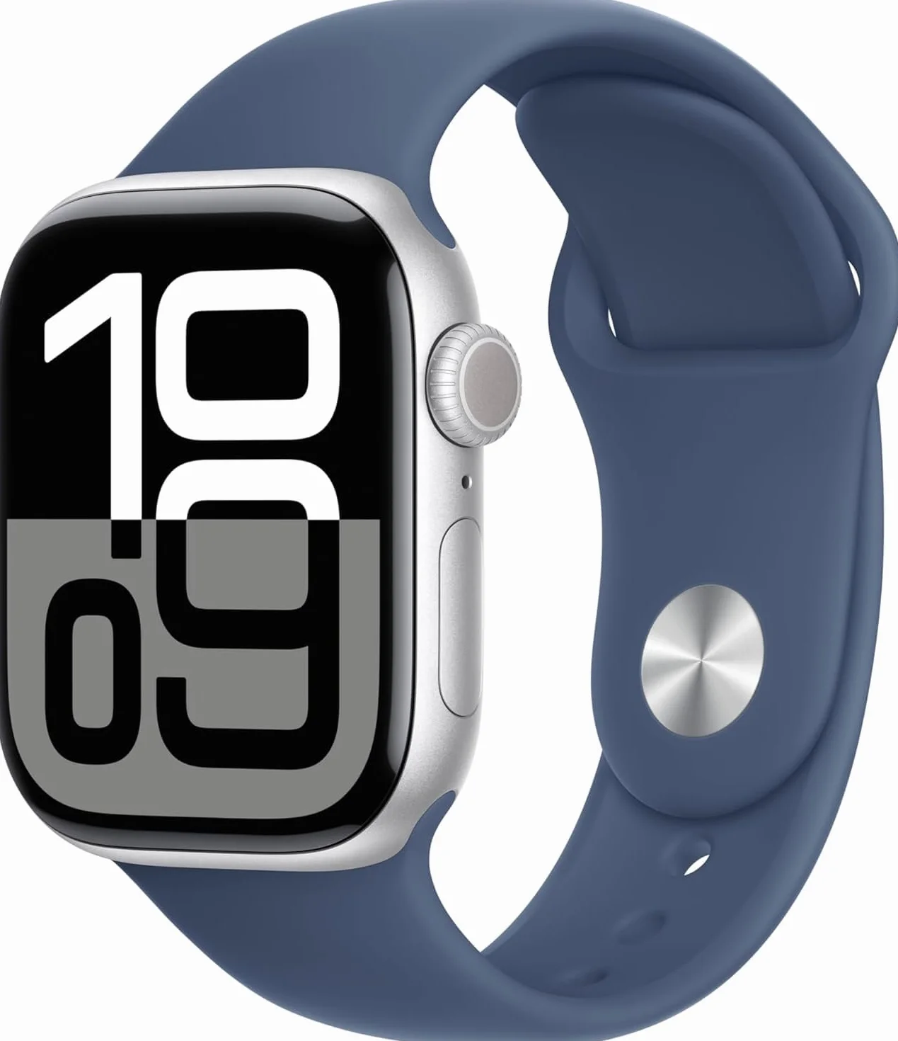 Apple Watch Series 10 (GPS, 42MM) Cassa in Alluminio Argento con Cinturino Sportivo in Denim, S/M (Ricondizionato)