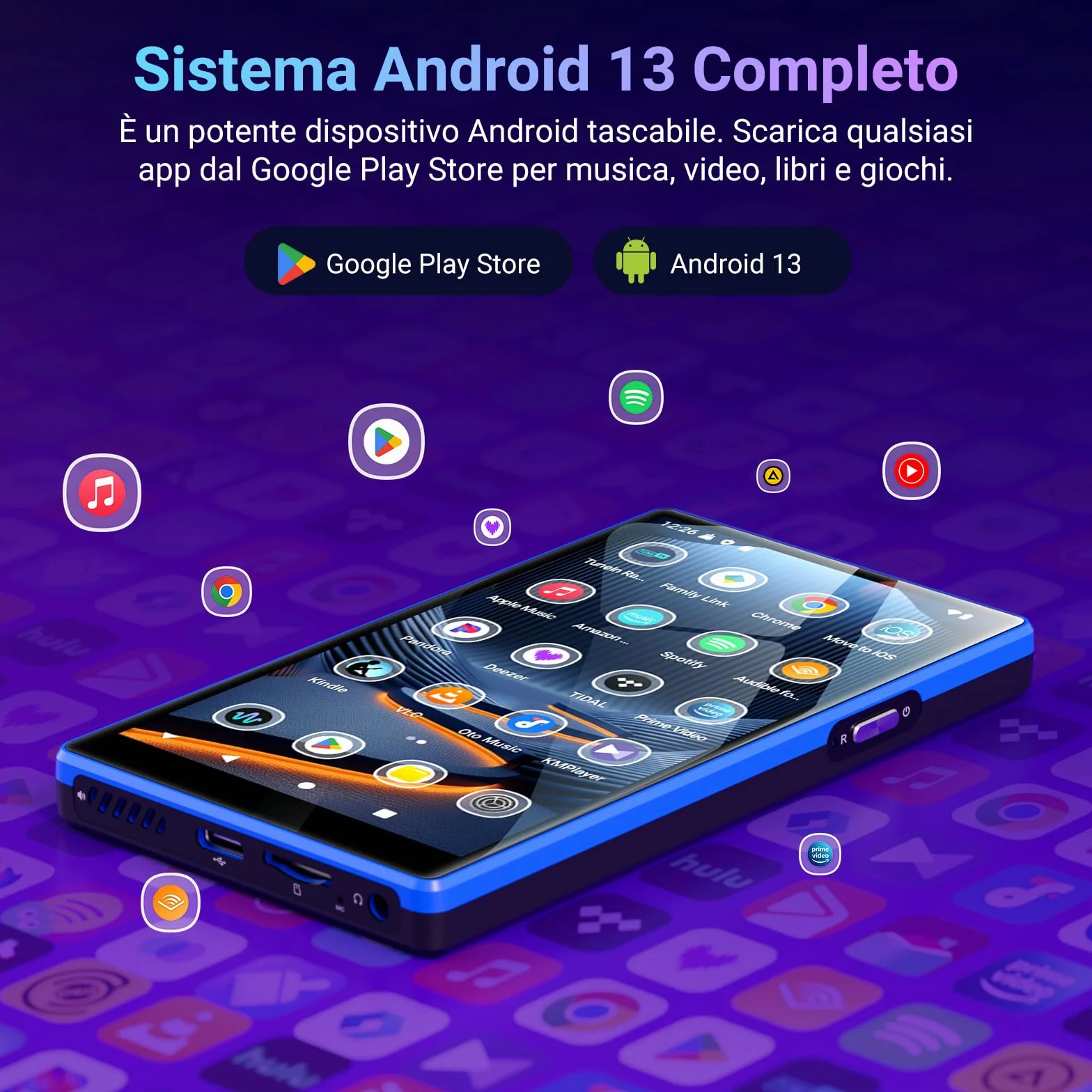 MECHEN 160GB Lettore MP3 con Spotify, 5 Pollici Lettore MP4 Android Bluetooth Wi-Fi, Controllo Parentale, Radio FM, Compatibile con Amazon Music Deezer Audible (X52)