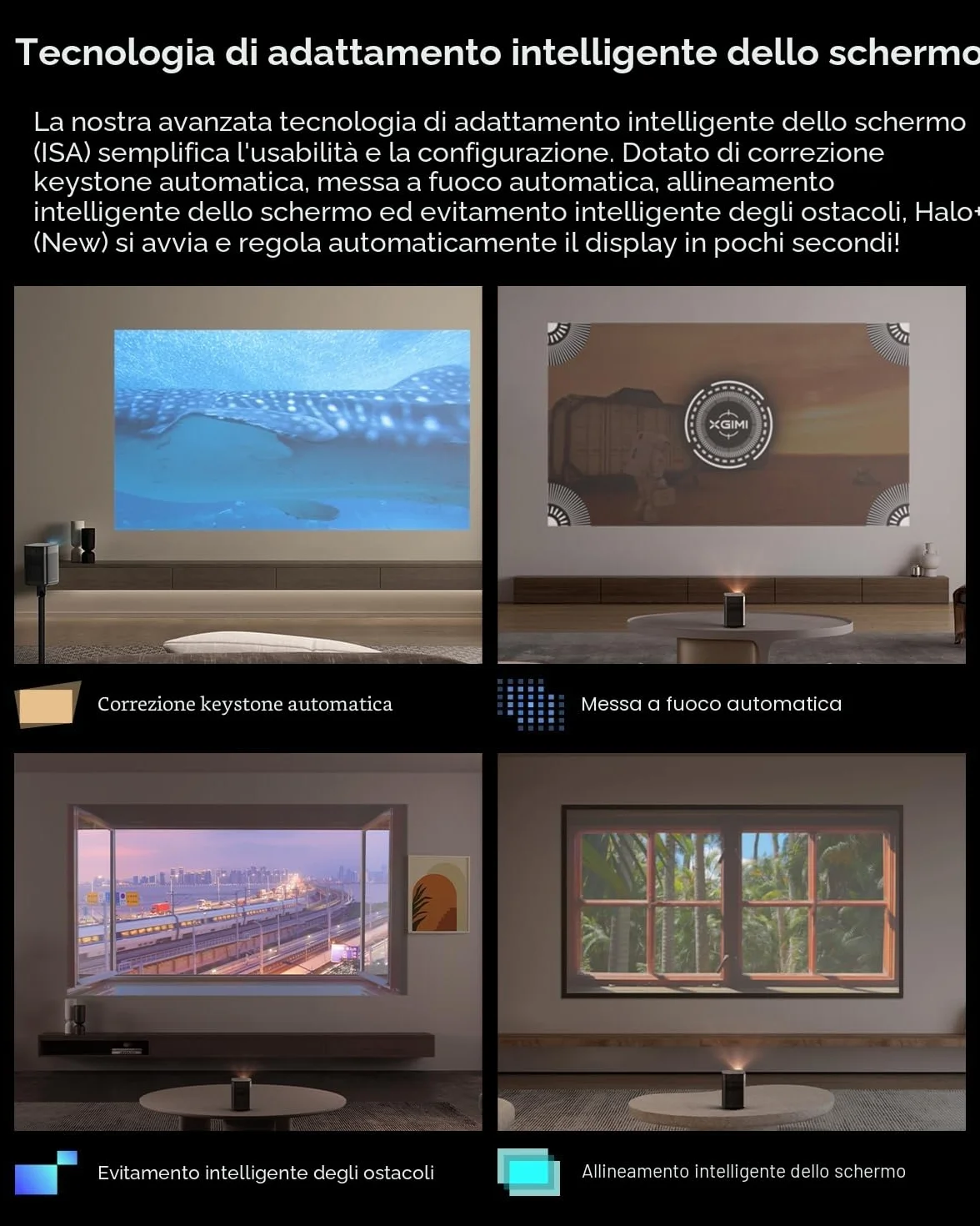 XGIMI Halo+ GTV Proiettore Portatile 1080P, Google TV con licenza Netflix, 700 Lumen ISO, 2 x 5W Altoparlanti Harman Kardon, ISA, Wi-Fi, Schermo di 200”, Batteria Integrata con 2,5 Ore di Autonomia