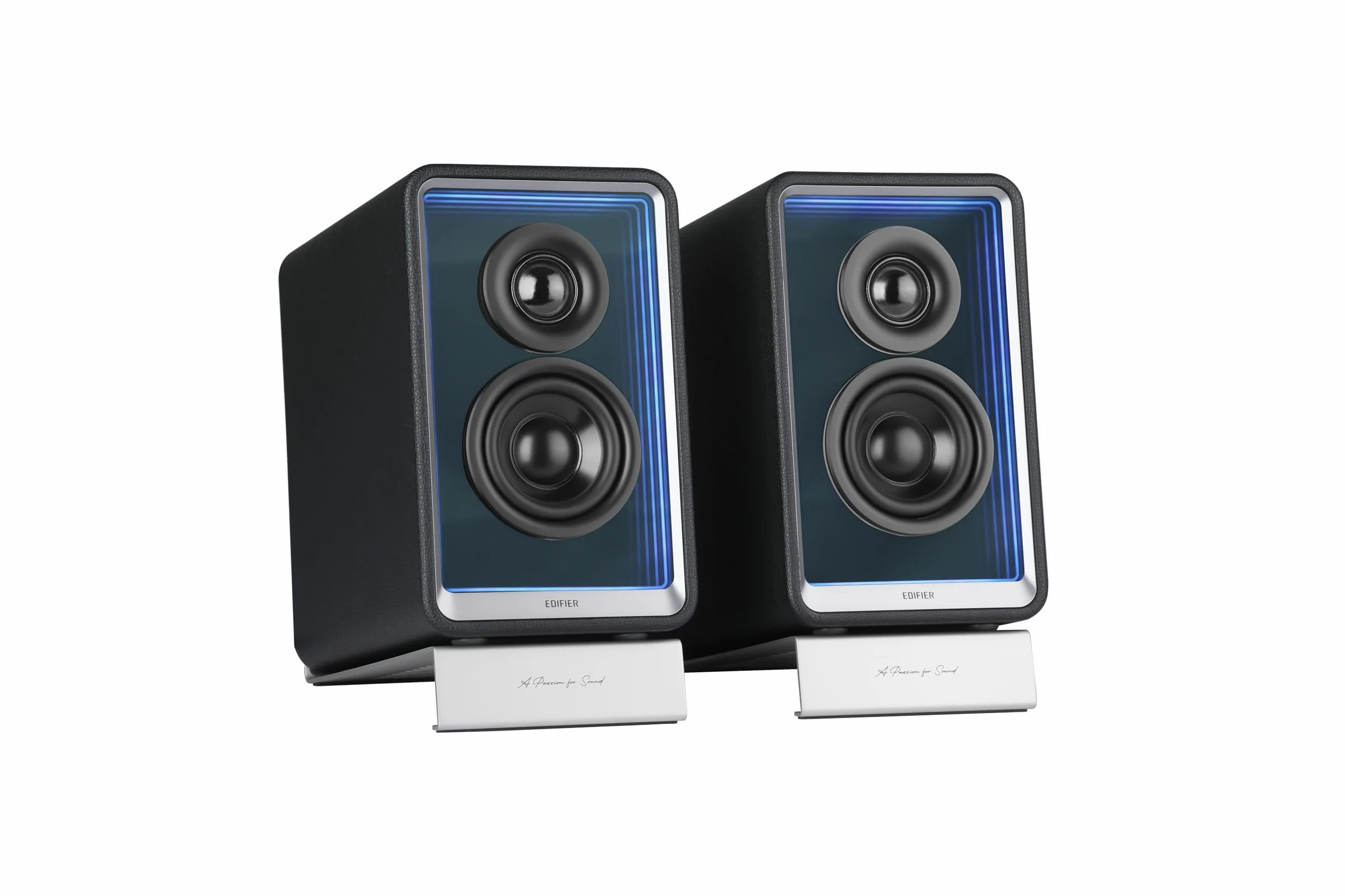 Edifier QR65 - Altoparlanti per monitor attivi, 70 Watt, con effetti di luce RGB, 3 porte USB TurboGaN di ricarica rapida e uscita subwoofer, nero