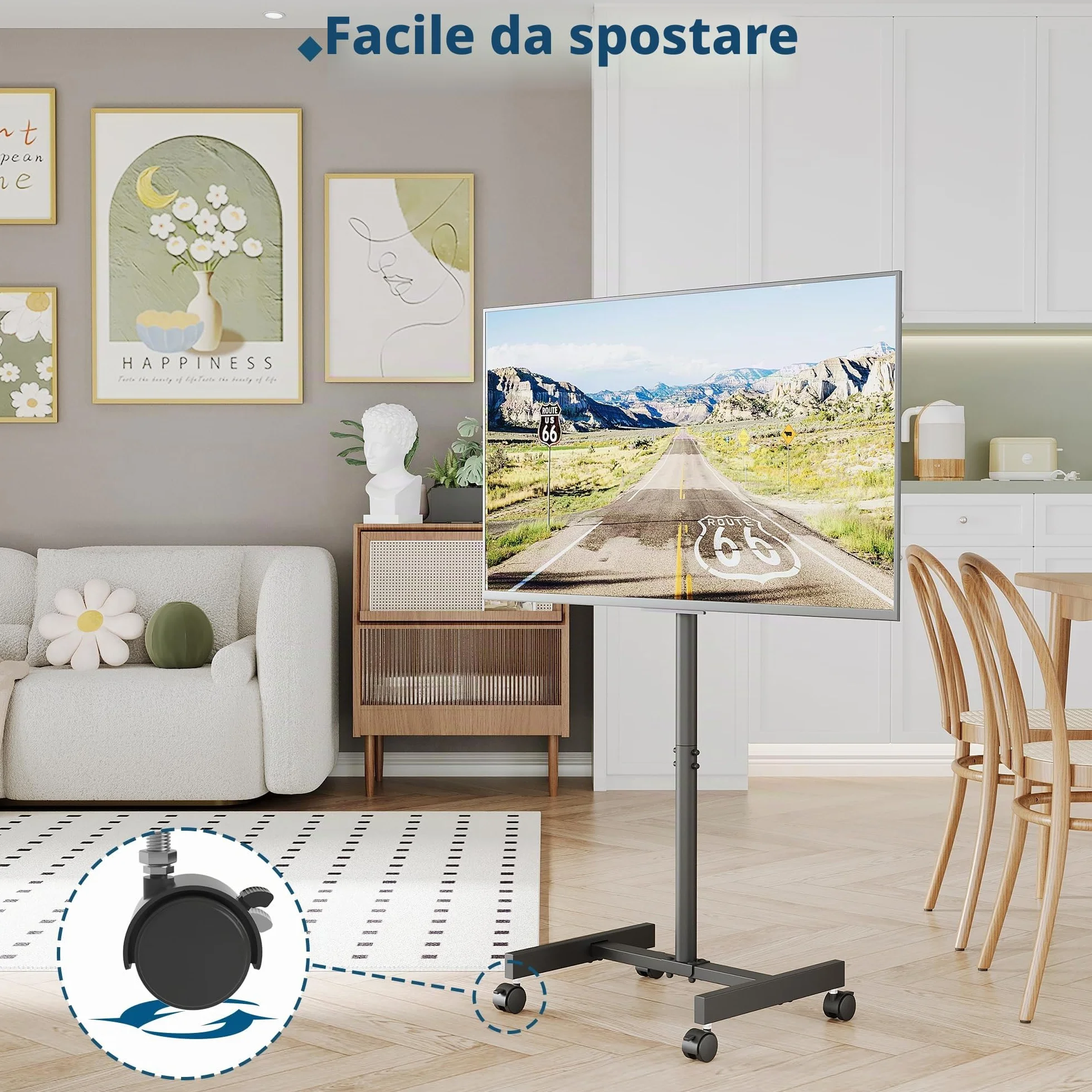 BONTEC Supporto TV da Pavimento con Ruote per Schermo 13-42 pollici LED LCD Plasma, Carrello Mobile Fino a 20 kg, VESA 200x200 mm