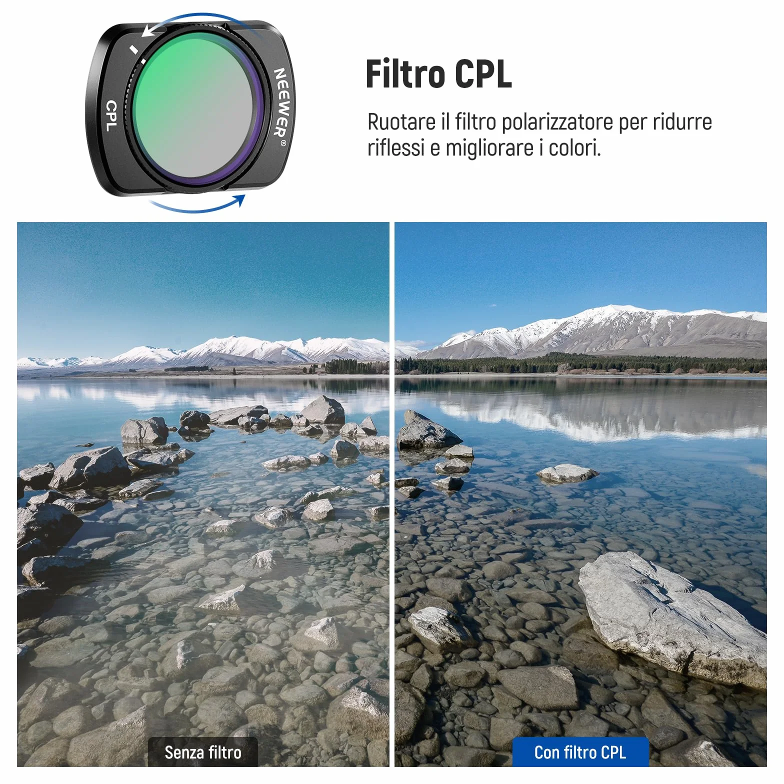 NEEWER Kit Filtri Magnetici ND e CPL Compatibili Con DJI OSMO Pocket 3 / Pocket 4 / Xtra Muse, 4 Pezzi: ND16, ND64, ND256 e CPL. Vetro Ottico HD Multi Rivestito, Struttura Ultra Sottile In Alluminio