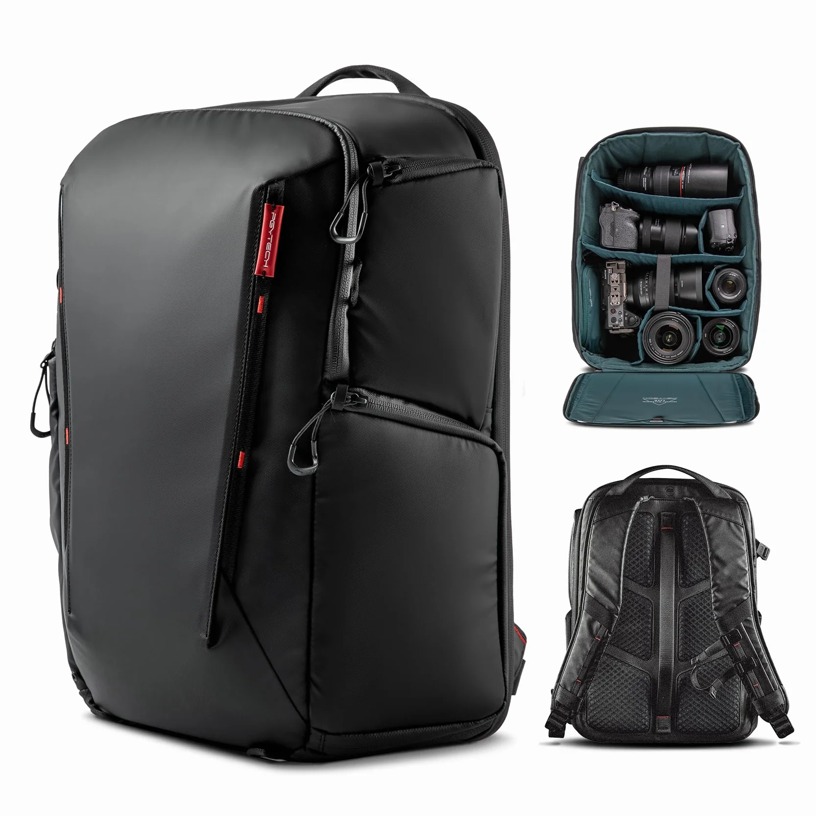 PGYTECH OneMo Lite Zaino Fotografico 22L, Borsa Impermeabile per fotocamera professionale per DJI Mavic Series/DJl Mini 4 Pro/DJI Avata 2, DSLR/SLR Mirrorless, Nero