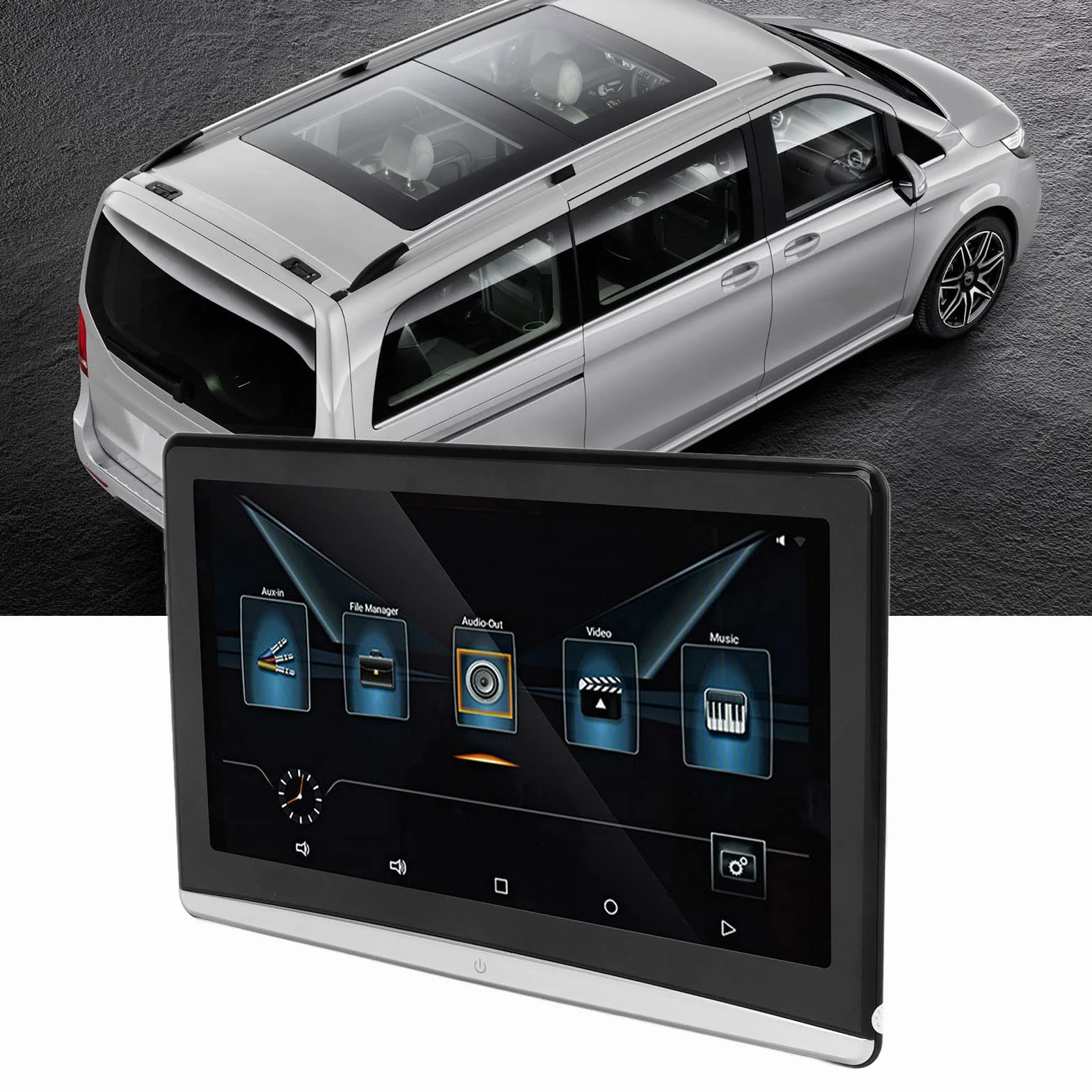 10.6in Car Display, Mutifuctional 1 Coppia Touch Screen Poggiatesta Lettore Video 1920x1080 Car Stereo con LED Luce Colorata Interfaccia USB Multilingue per Veicoli Auto RV