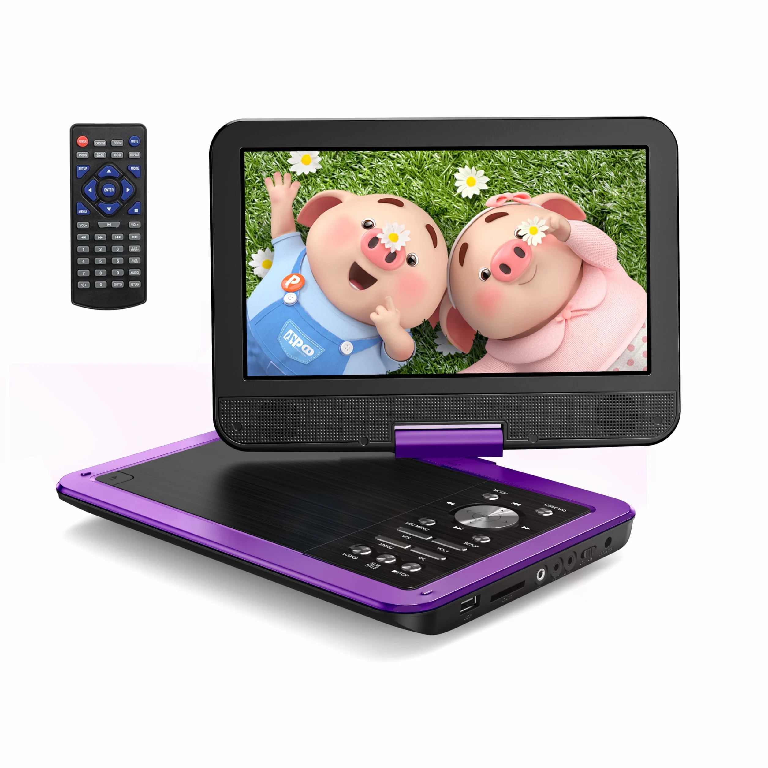YOTON Lettore DVD Portatile 12,5" Schermo Girevole HD 10,5" per Auto Bambini Batteria 6 Ore USB SD