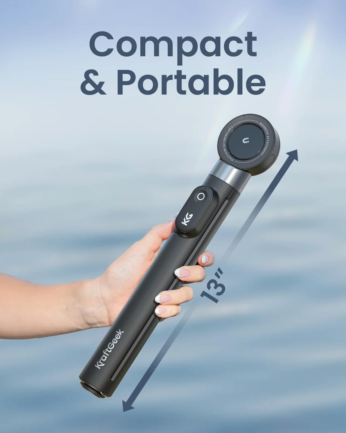 KraftGeek JustTap - Treppiede magnetico per mani su entrambi i lati, colore: Nero