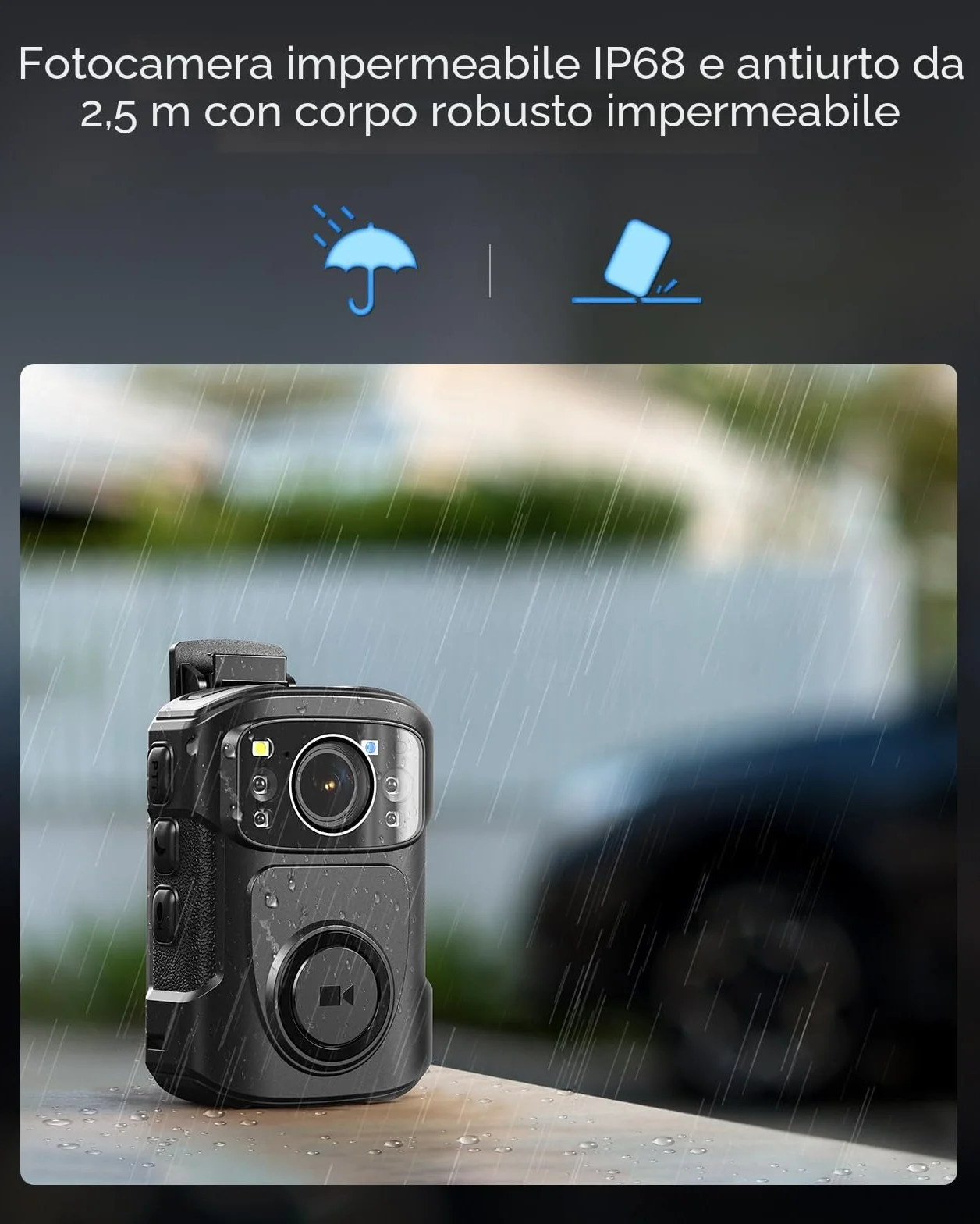 BOBLOV B4K5 128GB 4K Bodycam Polizia professionale, 3400mAh IP68 impermeabile GPS Police Body Cam per 11 ore di registrazione video, fornisce dock di ricarica, Fotocamere montate sul corpo